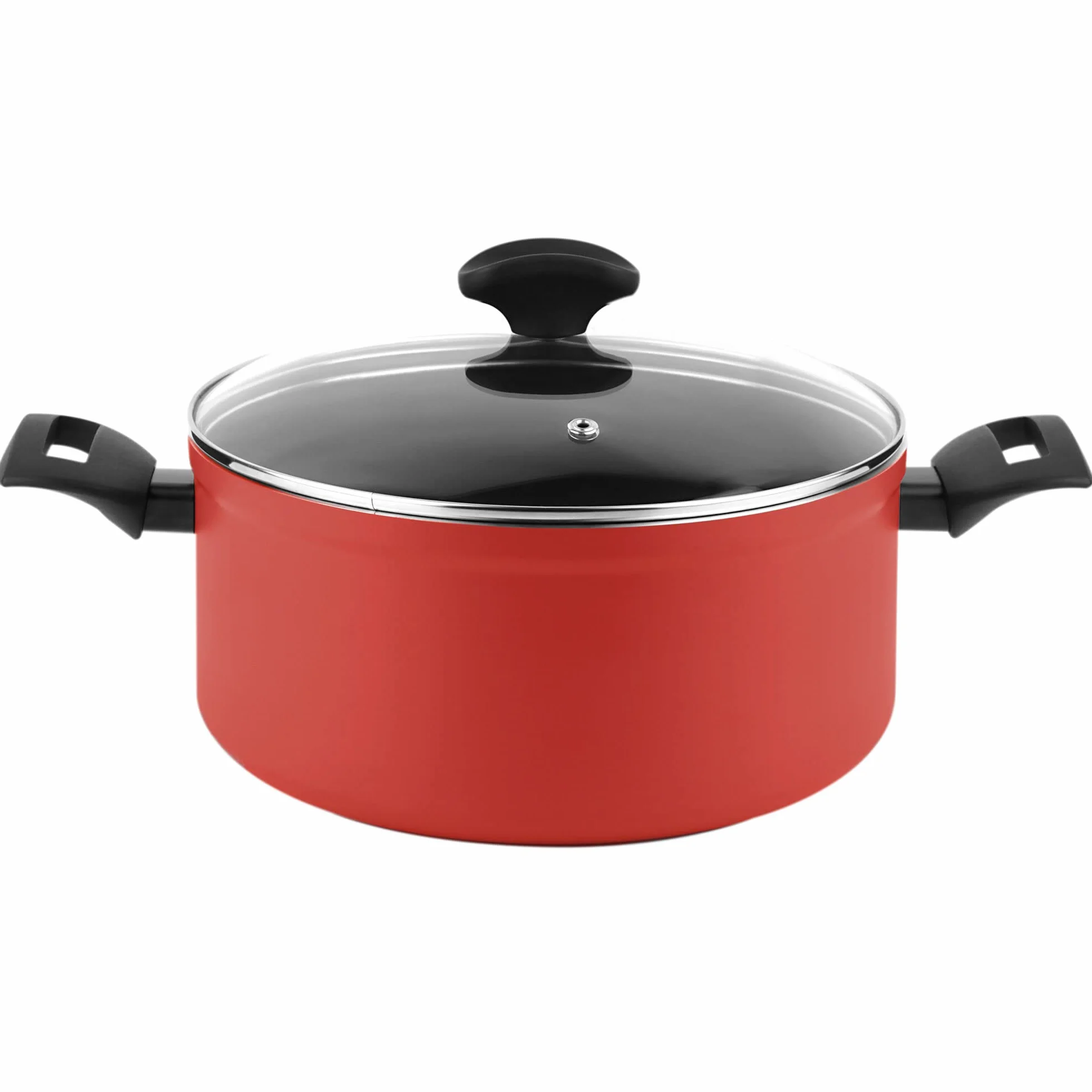 Fagor Maxima Zestaw 8 garnków indukcyjnych 20-24 cm 2 szklane pokrywki 3 patelnie 18-20-24 cm Rondel 16 cm Kute aluminium nieprzywierające bez PFOA Czerwony