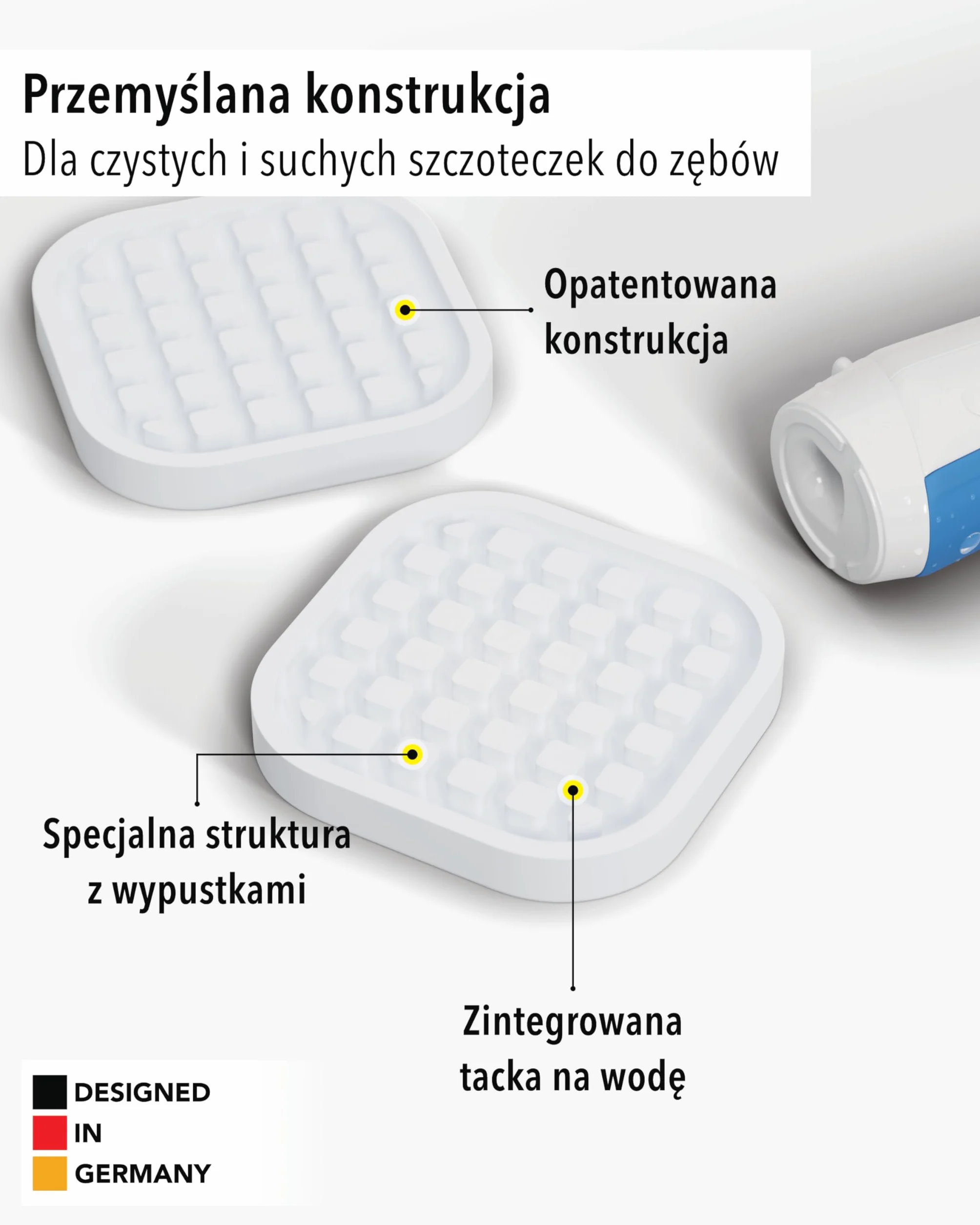 Zestaw 2 podstawek na szczoteczki elektryczne silikon spożywczy Biały