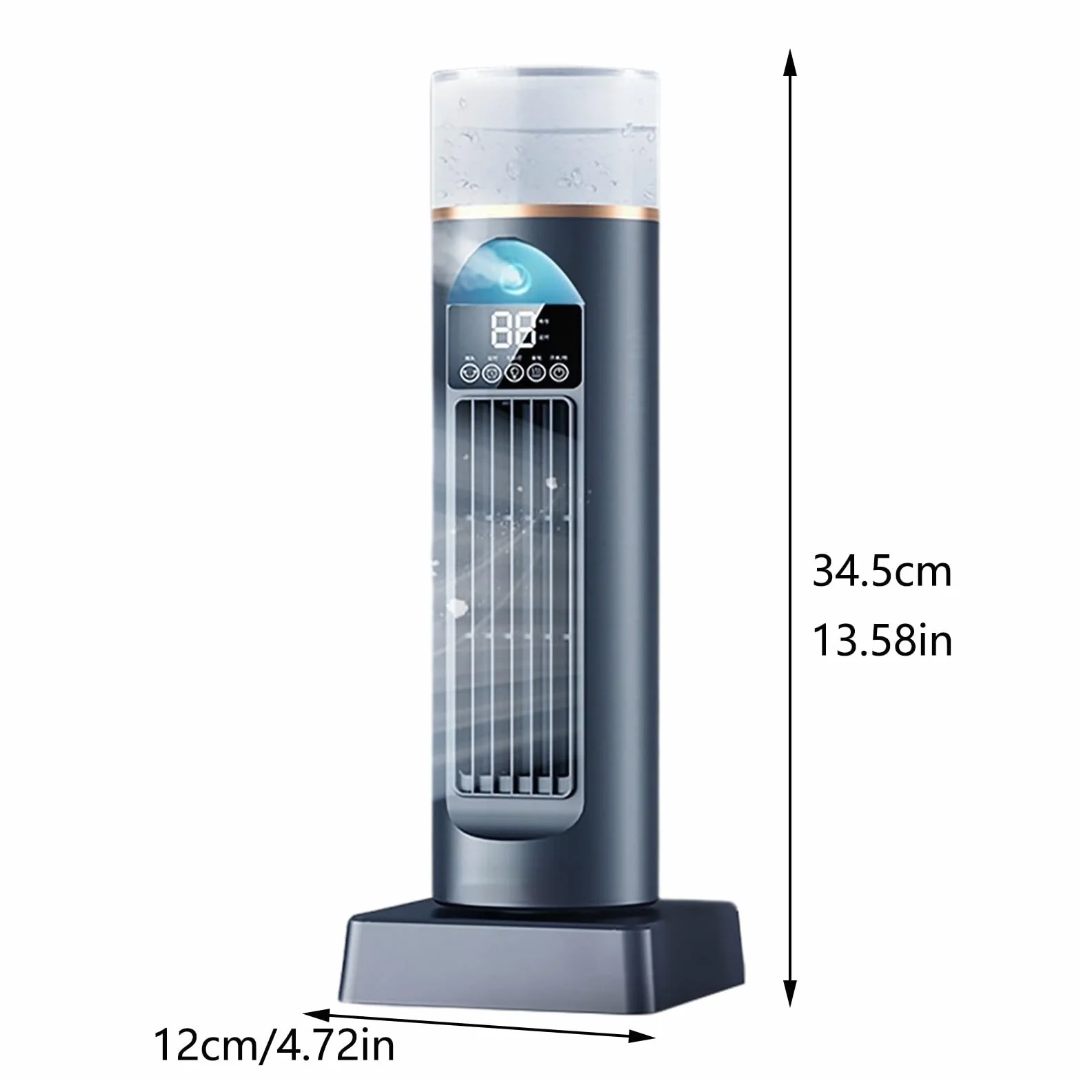 Przenośny wentylator Bladeless Tower z mgłą, 120 oscylująca chłodnica powietrza do sypialni, ciche osobiste chłodzenie z wyświetlaczem LED i regulowane prędkości dla domowego biura