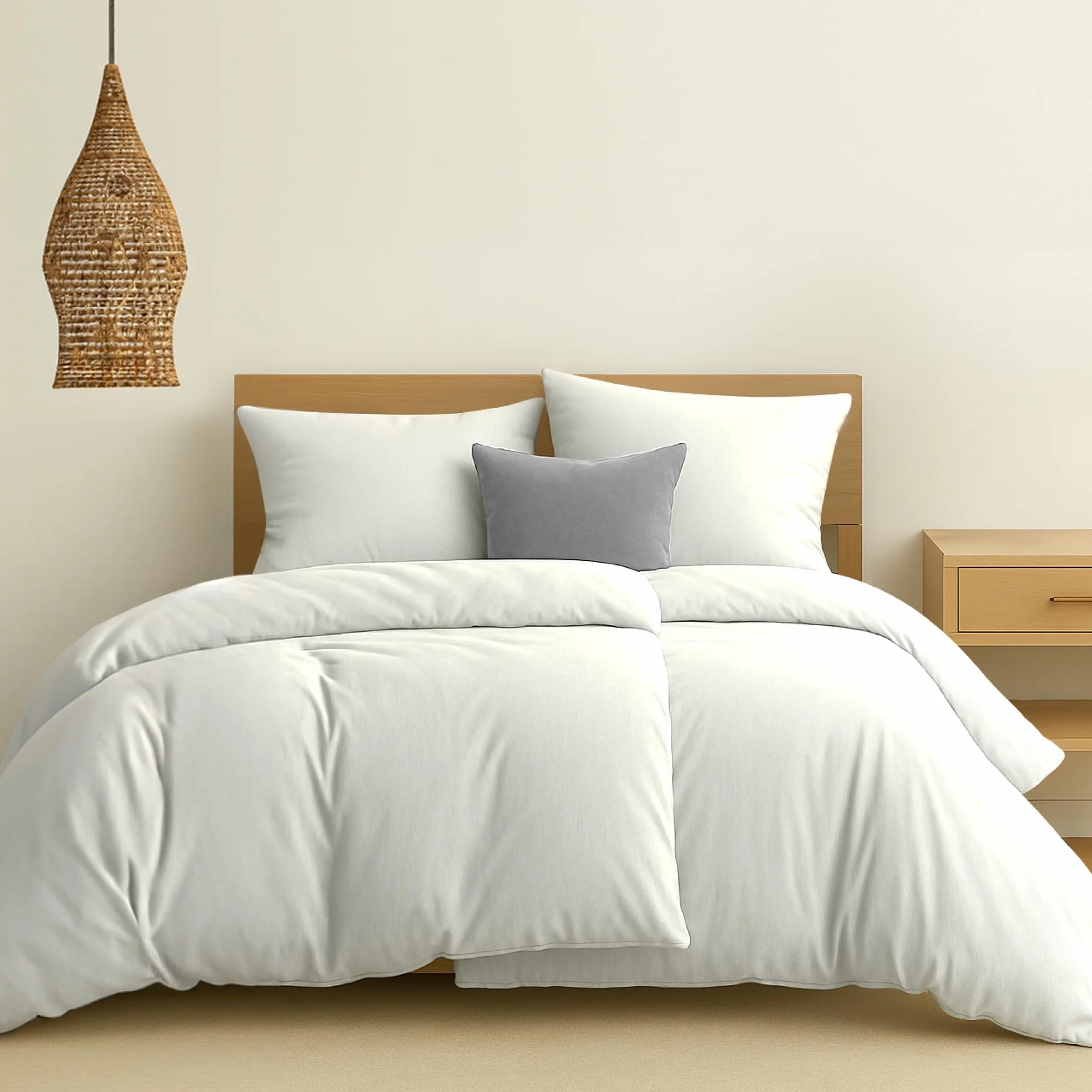 Zestaw pościeli Dreamzie 135x200 ze wzmocnionej bawełny - Biały - 2x poszwa na kołdrę 135x200 i 2x poszewka na poduszkę 80x80 cm - Certyfikat Oeko-Tex - 4 sztuki