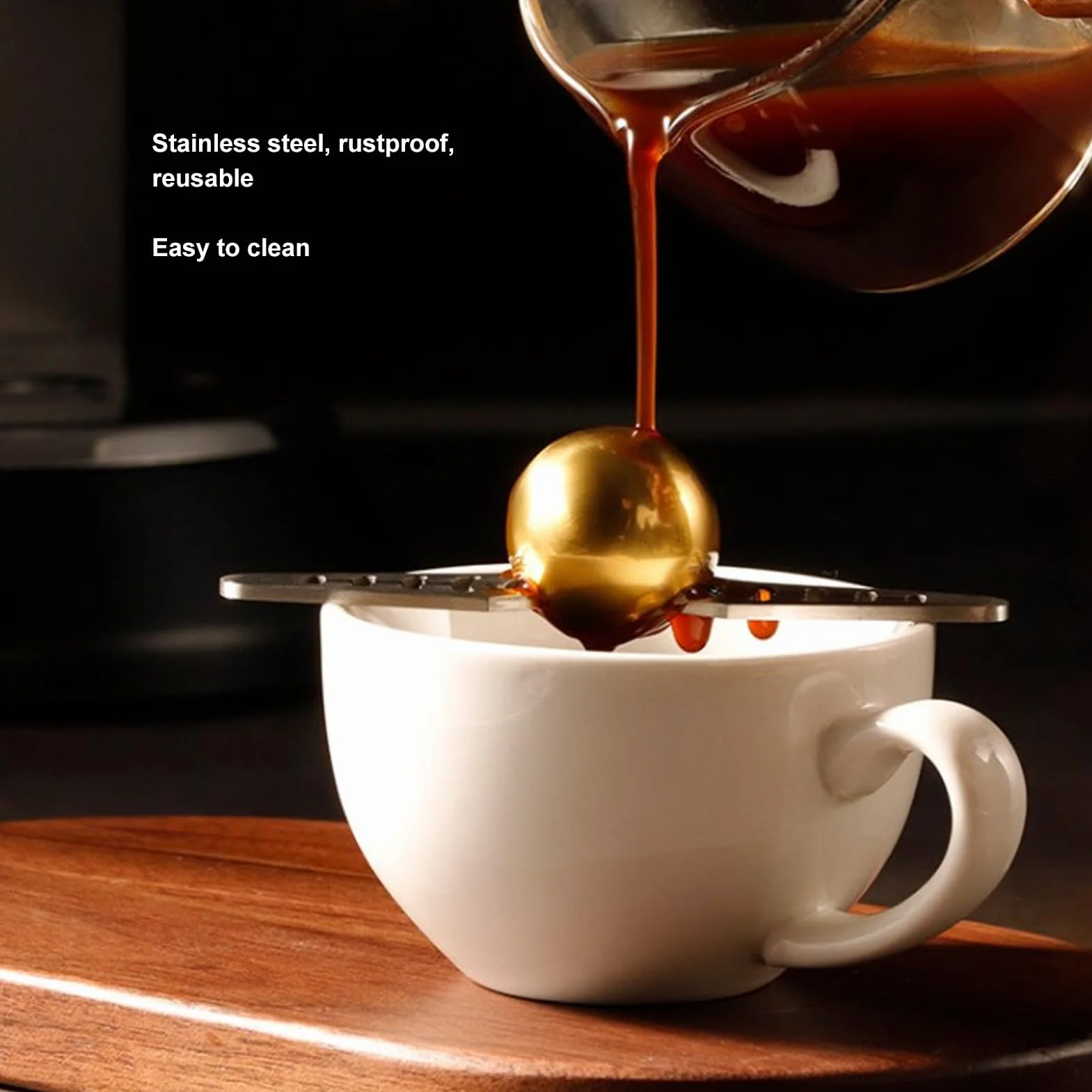 Ekstrakt z Kawy na żywo Chłodzące Kulki Lodowe do Espresso, Entuzjaści Kawy Wielokrotnego Użytku ze Stali Nierdzewnej Chłodziarka do Espresso ze Stojakiem Narzędzie do Chłodzenia