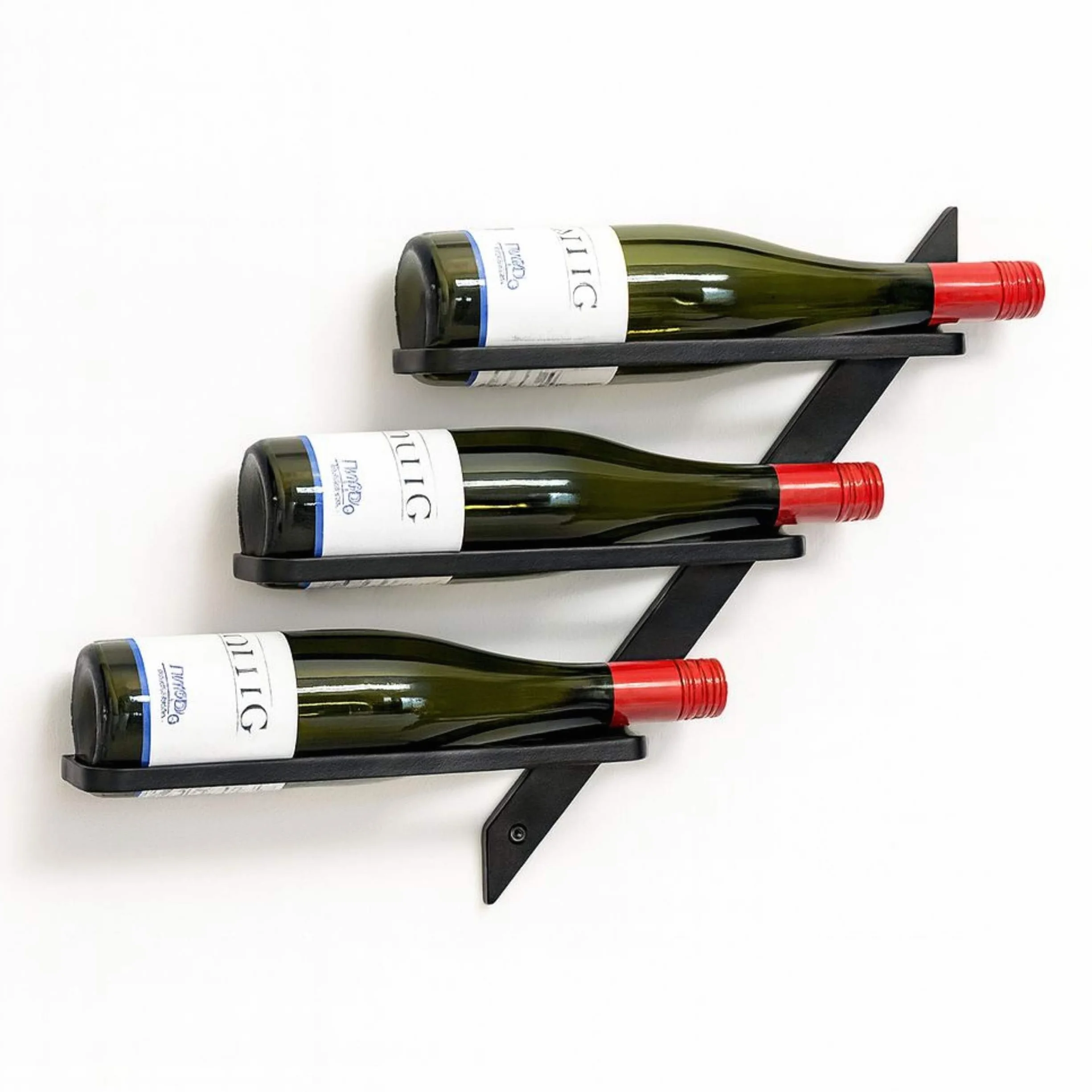 DanDiBo 96692 regał na wino, ścienny, ścienny, ścienny, czarny, nowoczesny, uchwyt na butelki wina, uchwyt na butelki