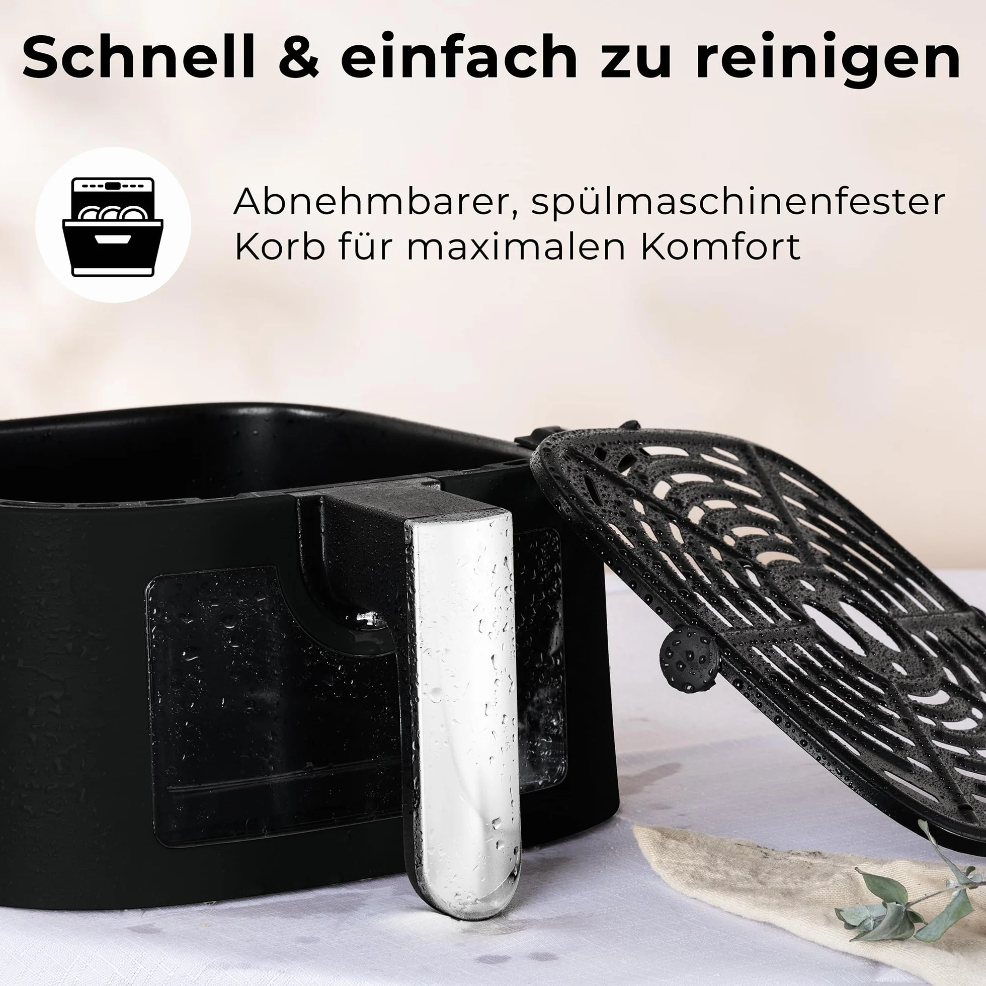 Berlinger Haus Matt Black Collection frytkownica na gorące powietrze, 5 litrów, z okienkiem, 8 programów, gotowanie bez tłuszczu, nieprzywierający kosz TitanPro, 1400 W, urządzenie kuchenne