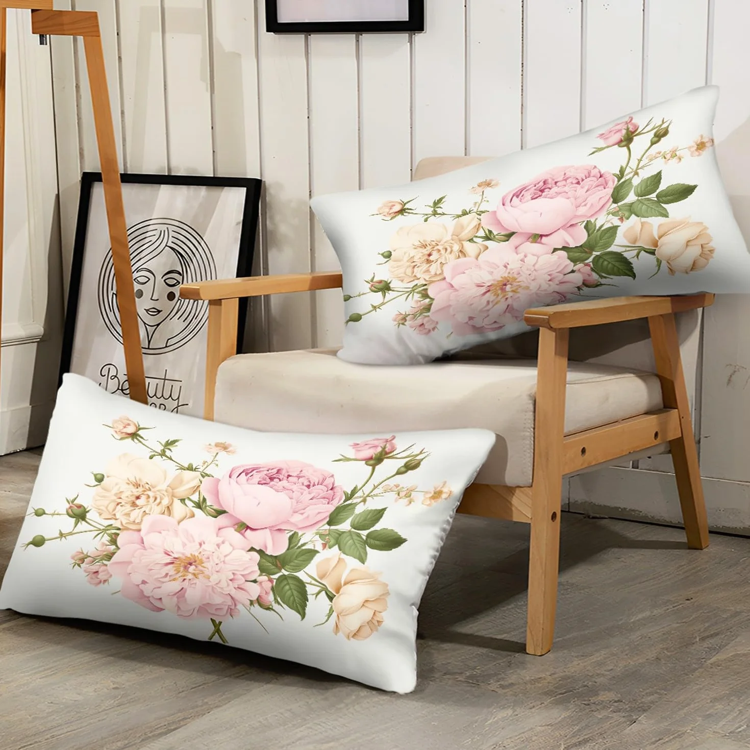 Zestaw poszewek na kołdrę z kolorowymi piwoniami, 230 x 220 cm, różowy, 3-częściowy (1 poszewka na kołdrę + 2 poszewki na poduszki), poszewka na kołdrę z zamkiem błyskawicznym