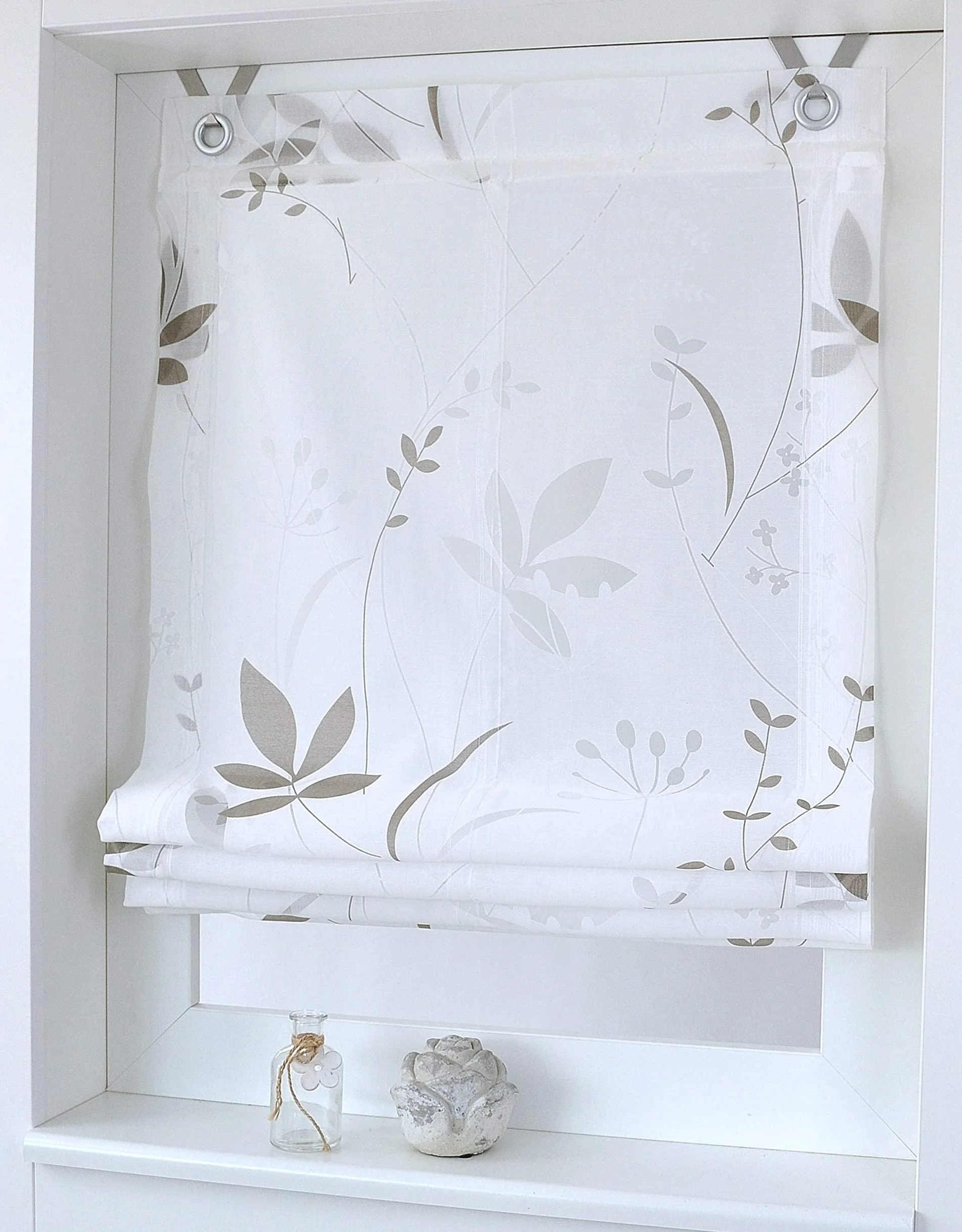 Roleta rzymska Dandelion, biała, naturalna, szarobrązowa (taupe), 80 x 140 cm
