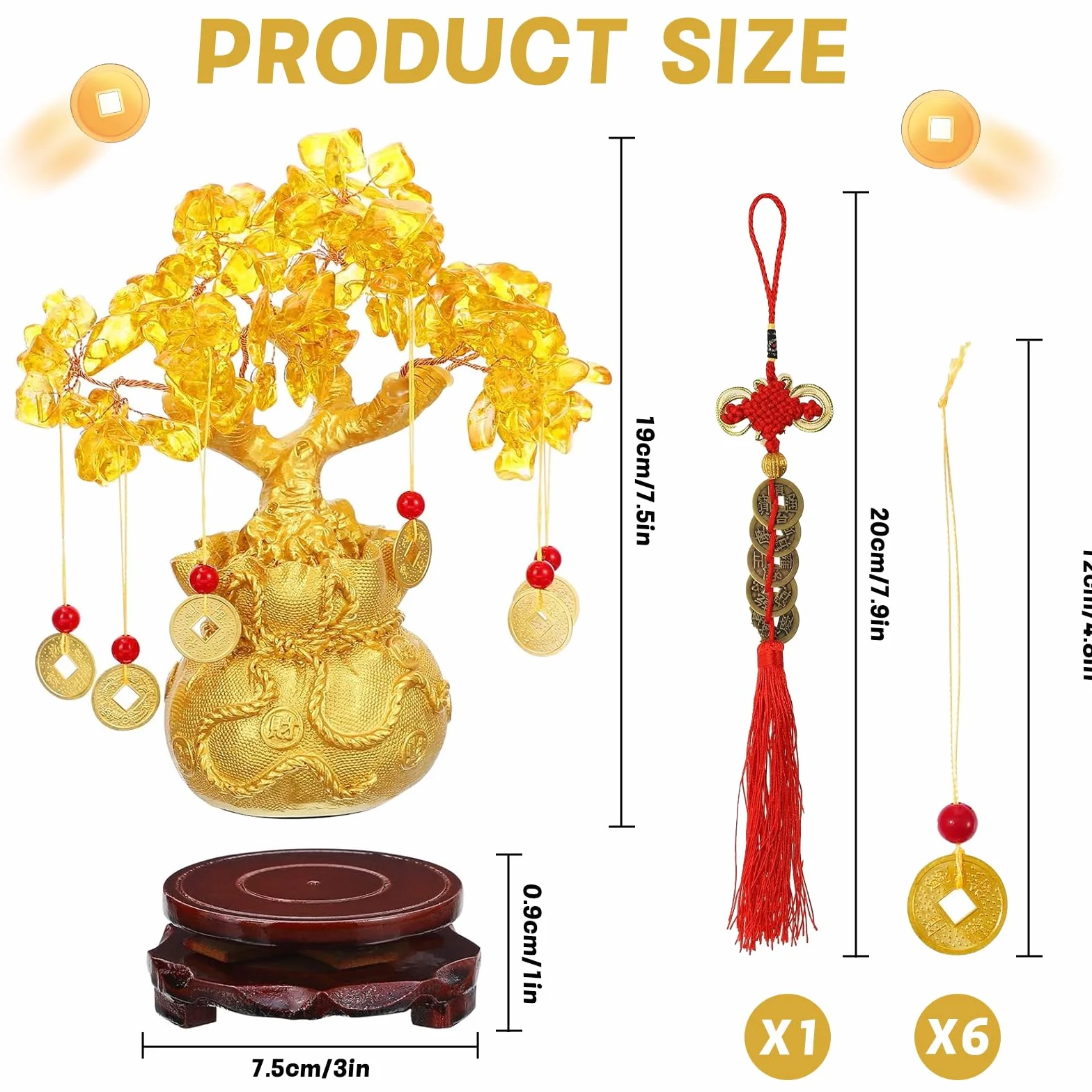 Bogate drzewo, drzewko pieniężne Feng Shui Bonsai, złote drzewko szczęścia, do domu, biura, jako dekoracja sklepu