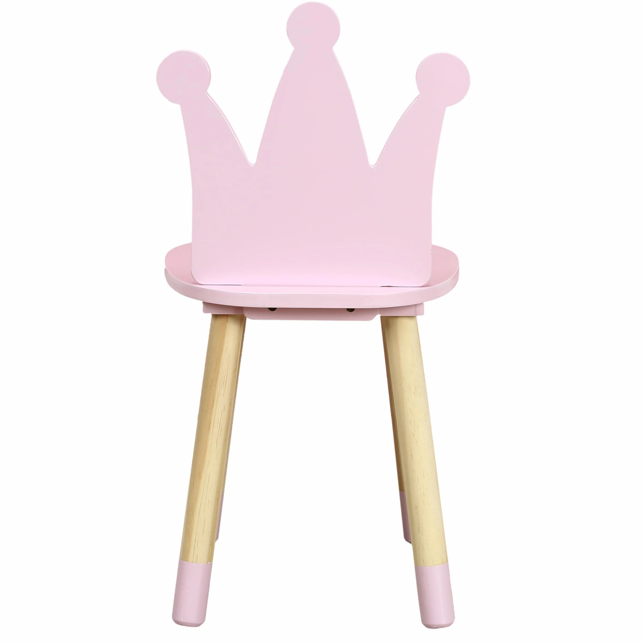 Home Deco Kids HD6922 różowe krzesło w kształcie korony do pokoju dziecięcego, meble, dekoracja, drewno sosnowe, 28 x 27 x 54