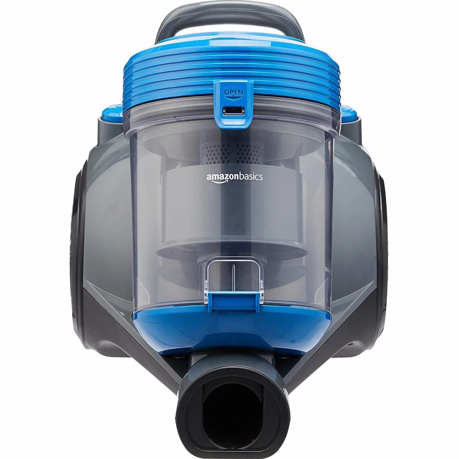 Amazon Basics – Odkurzacz cylindryczny, wydajny, kompaktowy i lekki, bez worka, do podłóg twardych i dywanowych, filtr HEPA, 700 W, 2,0 l, EU, czarny/niebieski