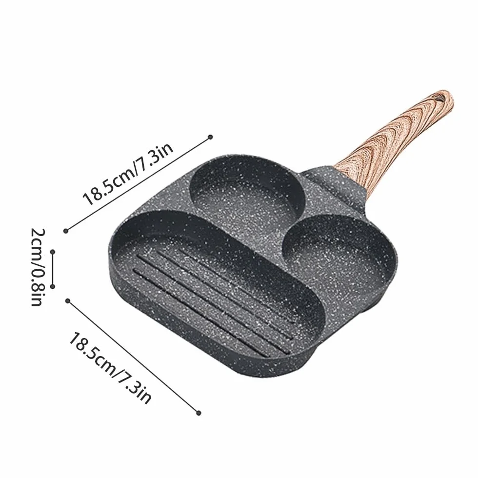 Woki i patelnie do smażenia, nieprzywierająca głęboka patelnia do smażenia, patelnia aluminiowa o średnicy 7,3 cala, 3-calowa patelnia z granitową powłoką Palace Grid Des