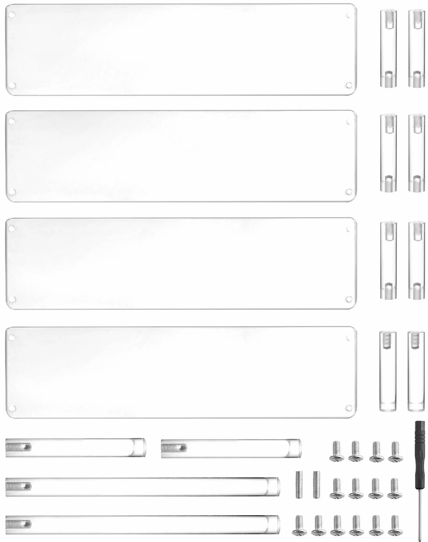 QWORK® 2 Pack 4-poziomowe akrylowe stojaki ekspozycyjne, przezroczysta akrylowa półka Riser na figurki, biżuterię, ciastko, szminkę, lakier do paznokci, przyprawy (30x26,5x20cm)