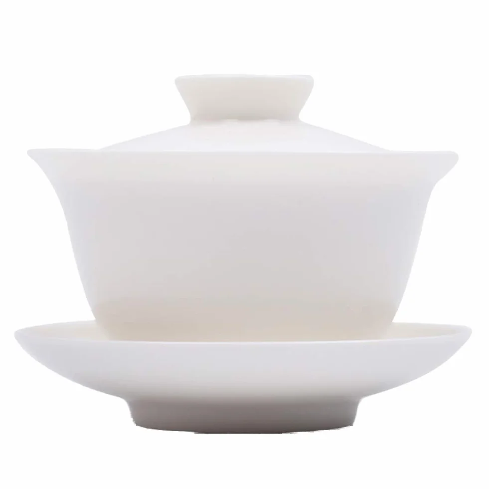 Ceramiczny zestaw do herbaty Gaiwan, kubek do herbaty Gai Wan na chińską ceremonię parzenia herbaty Gong Fu do parzenia luźnej herbaty oolong lub czarno-zielonej herbaty kwiatowej (biały)