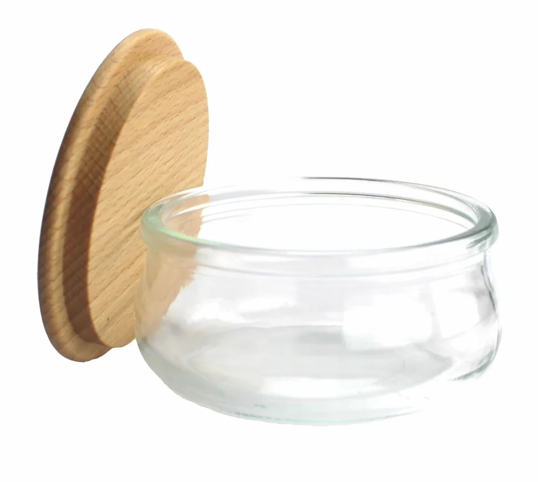 2x Szkło do zalewu świec szkło do świec 210 ml elegancka drewniana pokrywka