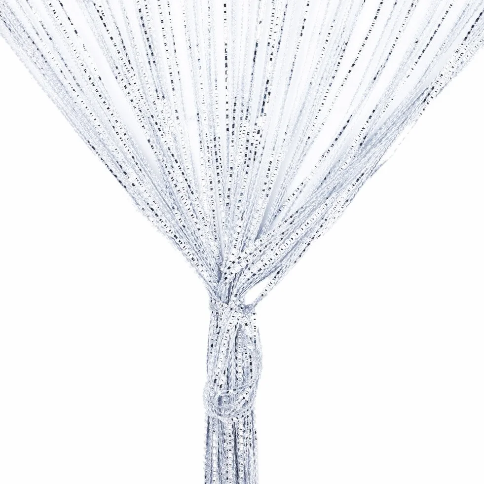Vidillo Zasłona sznurkowa, brokatowa, biała, 100 x 200 cm, zasłona ścienna, dekoracja okna wystawowego, dekoracyjna zasłona działowa, ochrona przed owadami, na wesele, do kawiarni, restauracji (biała)