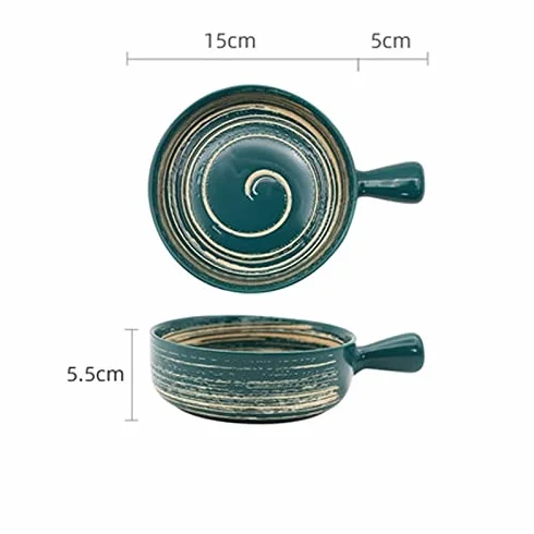 GRFIT Miski na płatki zbożowe Japońska, ręcznie malowana ceramiczna miska do pieczenia, miska do sałatki owocowej, miska z uchwytem do mikrofalówki, ser do pieczenia, do zupy, sałatki, śniad