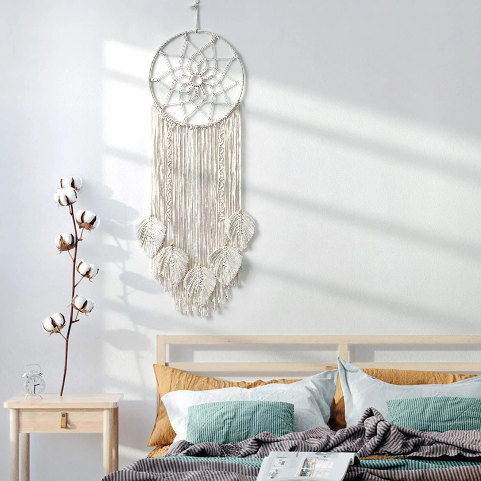 LOMOHOO makrama, łapacz snów do zawieszenia na ścianie, tkany łapacz snów na ścianę, ręcznie robiony łapacz snów Boho, frędzle, dekoracja, ozdoba do dekoracji domu, rzemiosło, prezent do sypialni, salonu
