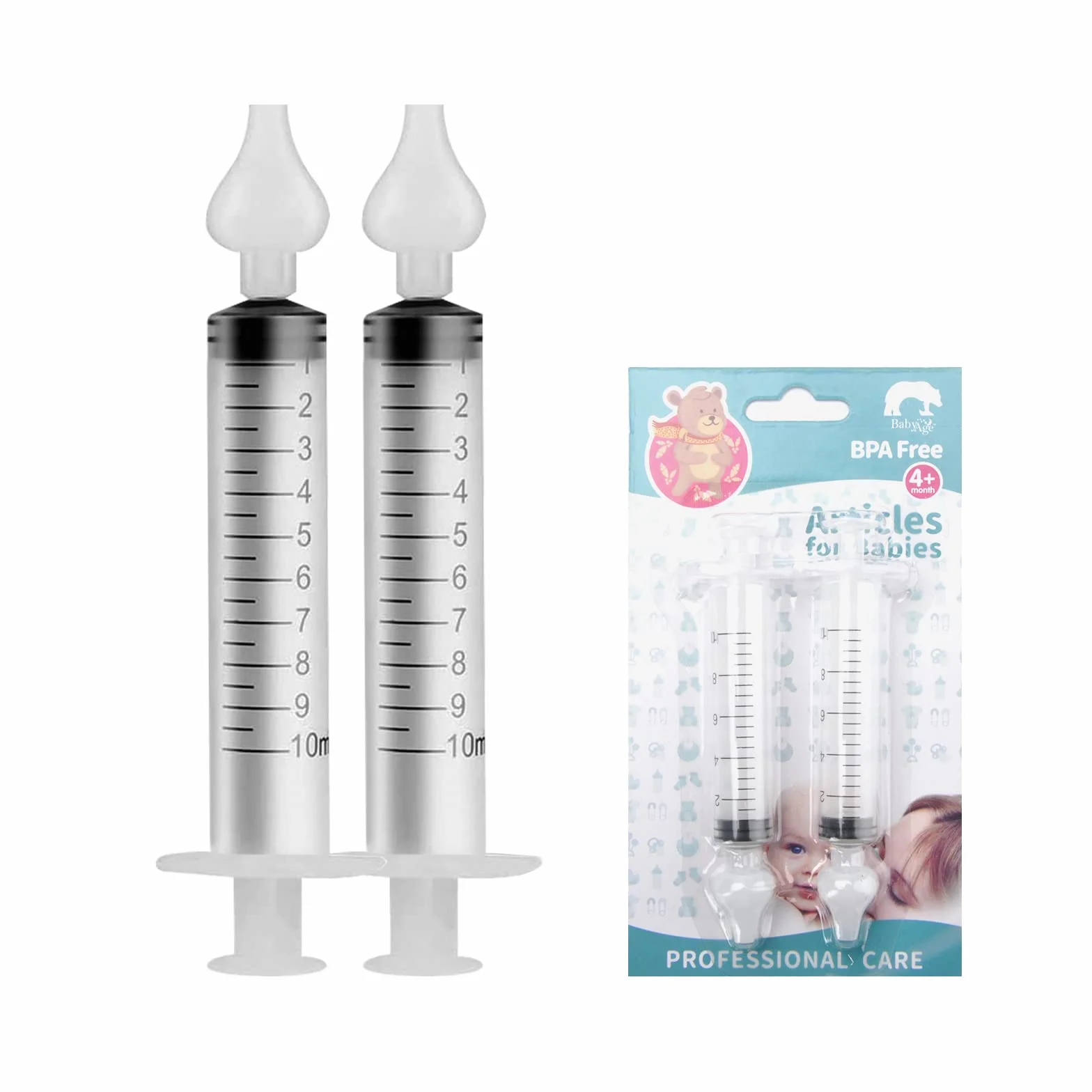 HENGBIRD 2 Opakowania Aspirator do nosa dla niemowląt, profesjonalny irygator do nosa dla niemowląt o pojemności 10 ml z wysokiej jakości silikonowymi końcówkami do nosa wielokrotnego użytku