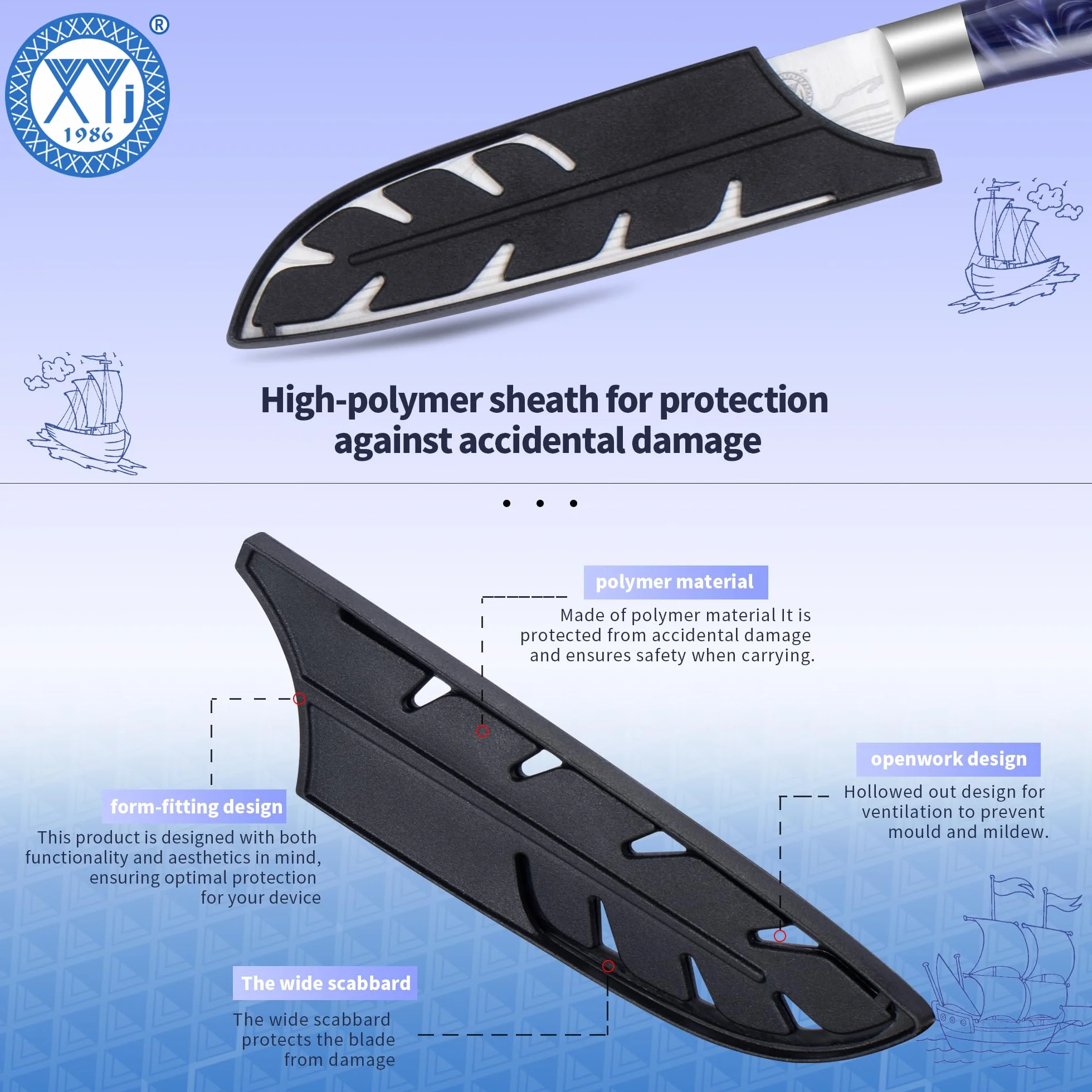XYJ Professional Kitchen Knife,Stainless Steel Japanese Santoku Knife 5 Inch,Laser Damacus Pattern,Cleaver,Meat Knife for Kitchen Outdoor Camping BBQ,Knife With Cover