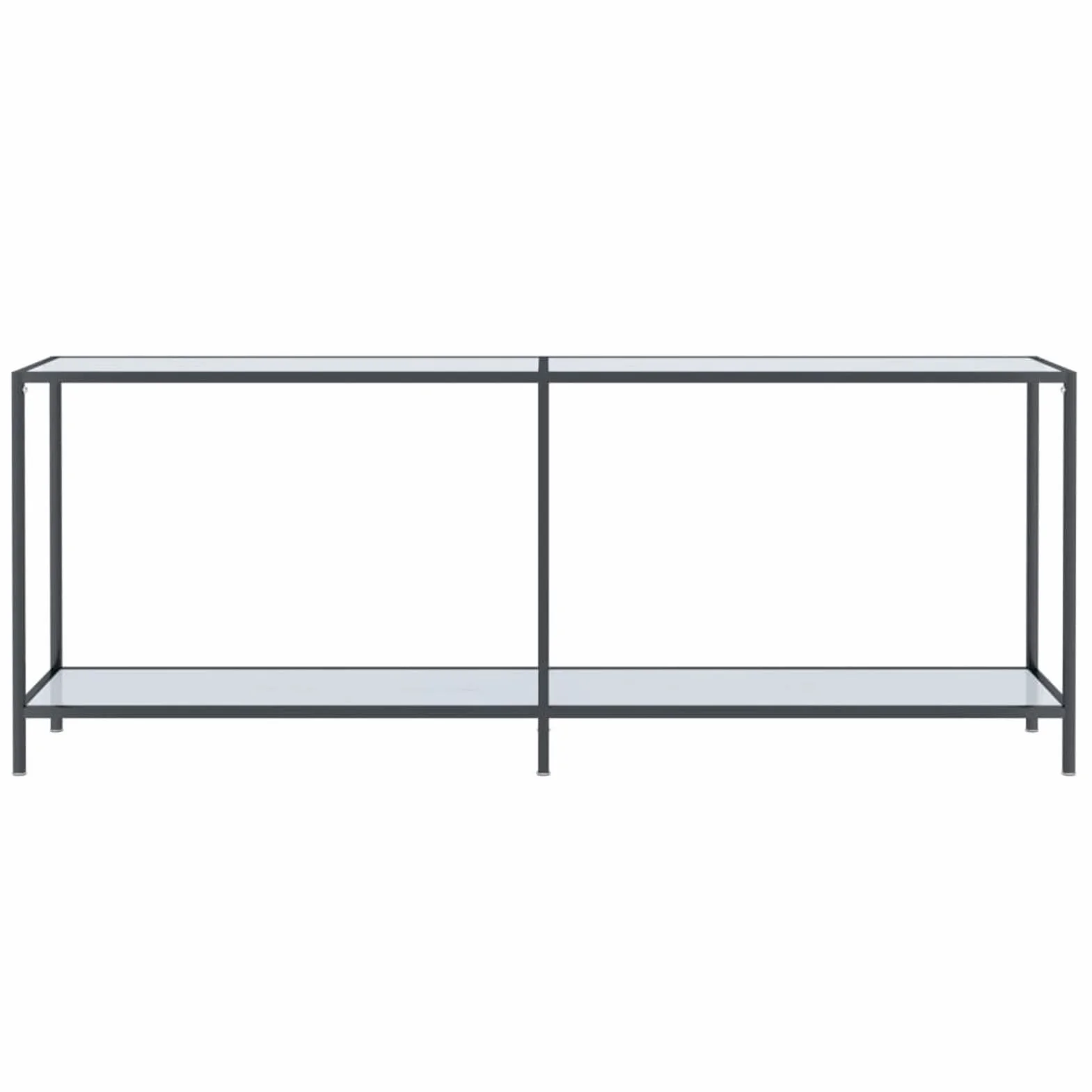 Stół konsolowy biały 200 x 35 x 75 cm ze szkła hartowanego, stolik konsolowy do przedpokoju, wąski stół wejściowy z szufladą i półkami do przechowywania, stolik na sofę do małych przestrzeni