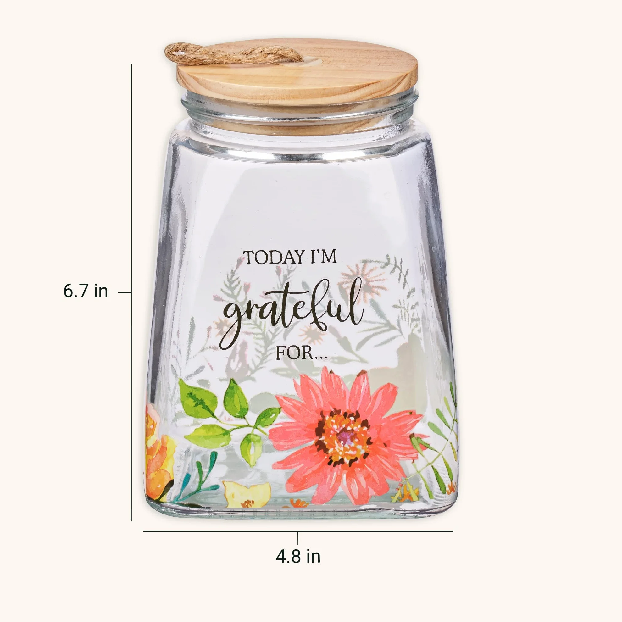 Christian Art Gifts 'Today I'm Grateful For'. Szklany słoik wdzięczności z kartkami