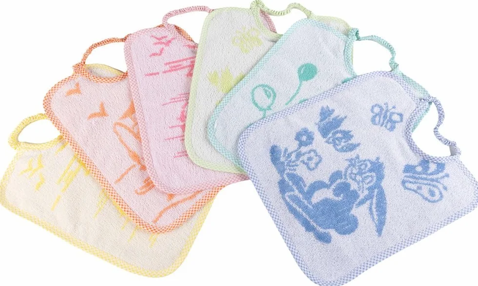 Średni śliniak Baby w gąbce, bez BPA, chłonny, zmywalny i wielokrotnego użytku, z gumką i wzorem żakardowym