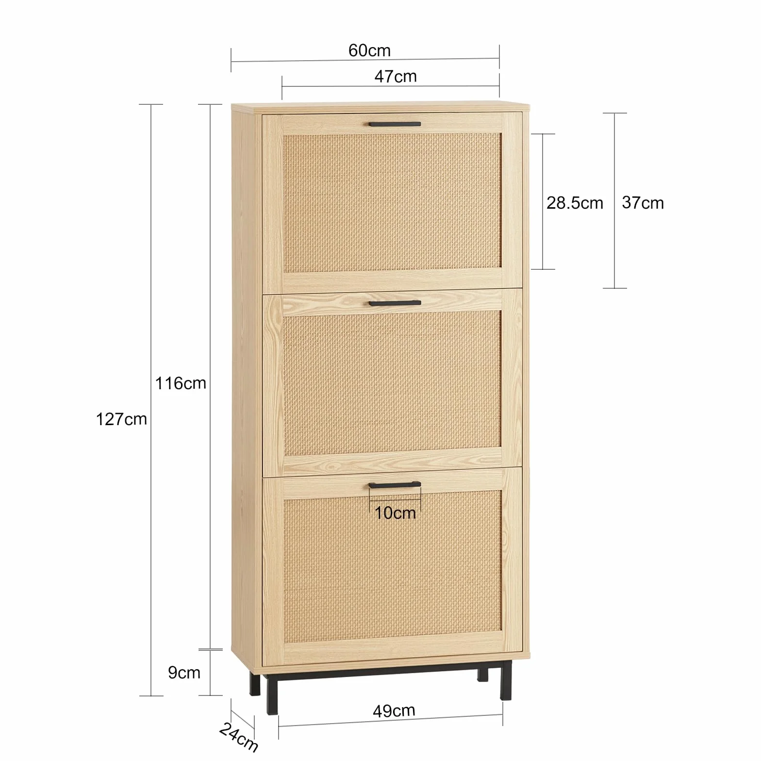 SoBuy FSR155-N Komoda na Buty Szafka Ławka na Buty przedpokój Stojak Stół Konsolowy 3 klappy149 x 24x 127cm