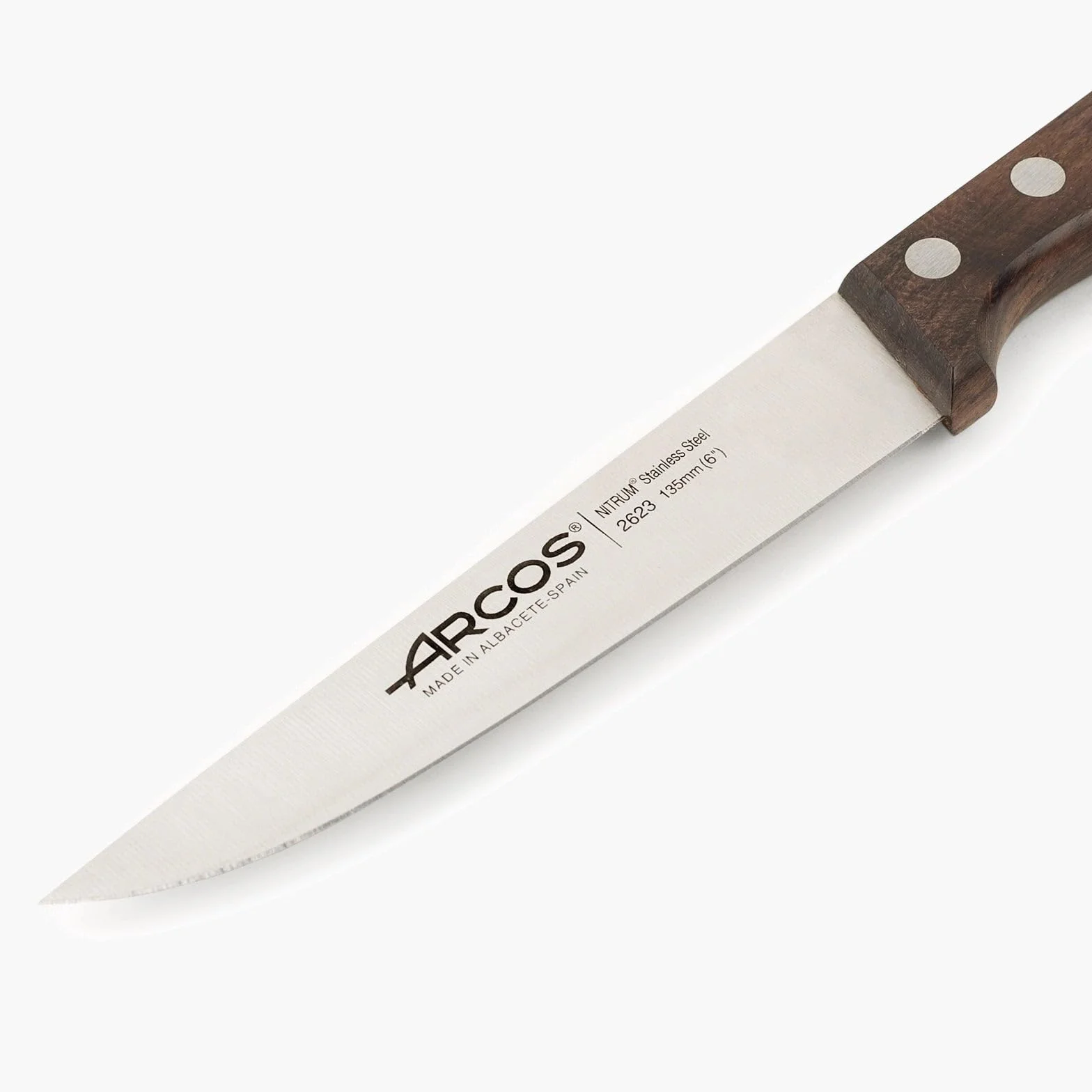 Arcos 262300 seria atlantico-kuchnia nóż nóż nóż nóż nitrm stal nierdzewna 135 mm (5,31 cala) - uchwyt palisander brązowy kolor, 18/8