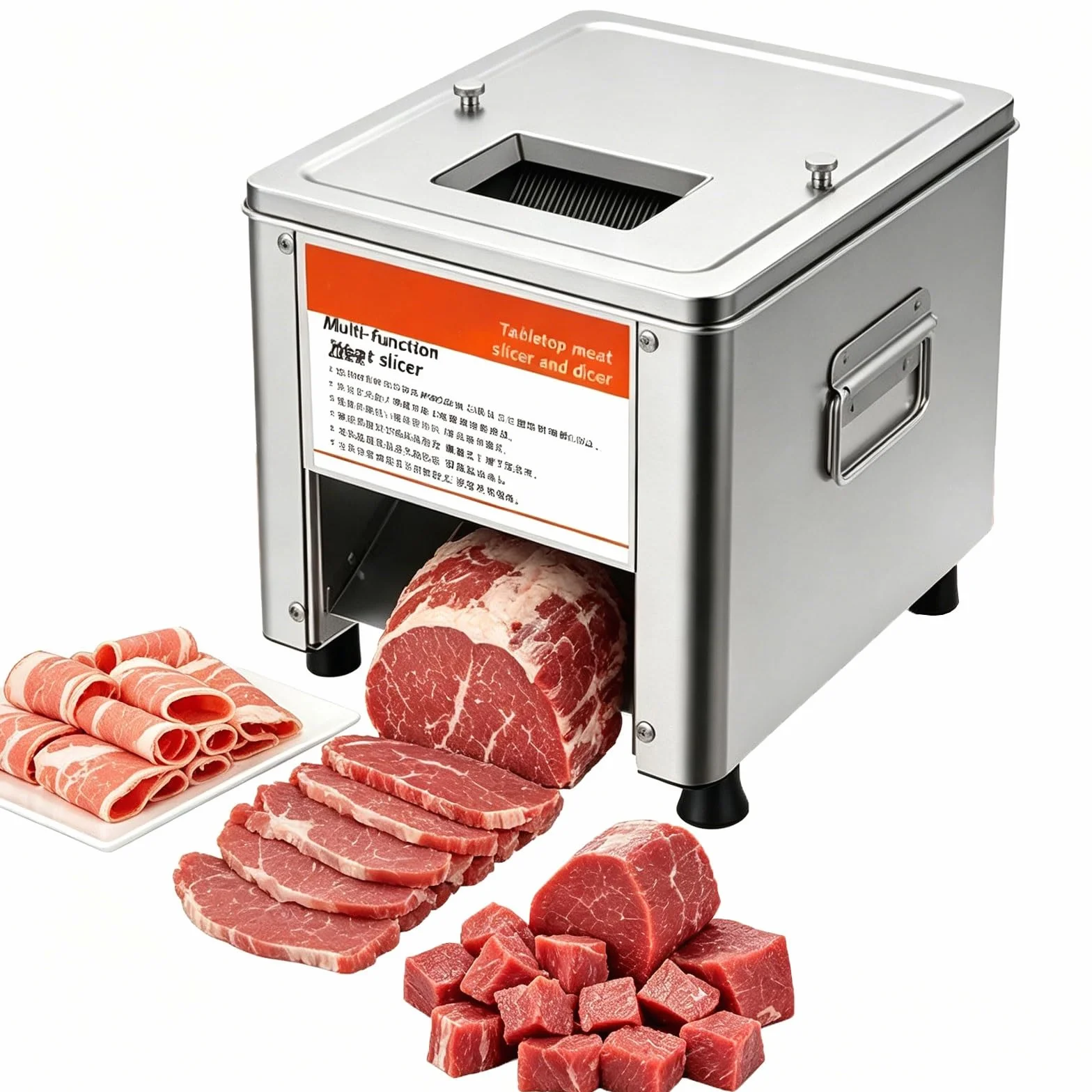 Maszyna do krojenia mięsa, krajalnica 850 W do kuchni restauracyjnej, krajalnica do mięsa ze stali nierdzewnej, wydajna 150 kg/h do przygotowania jagnięcego kurczaka wołowego