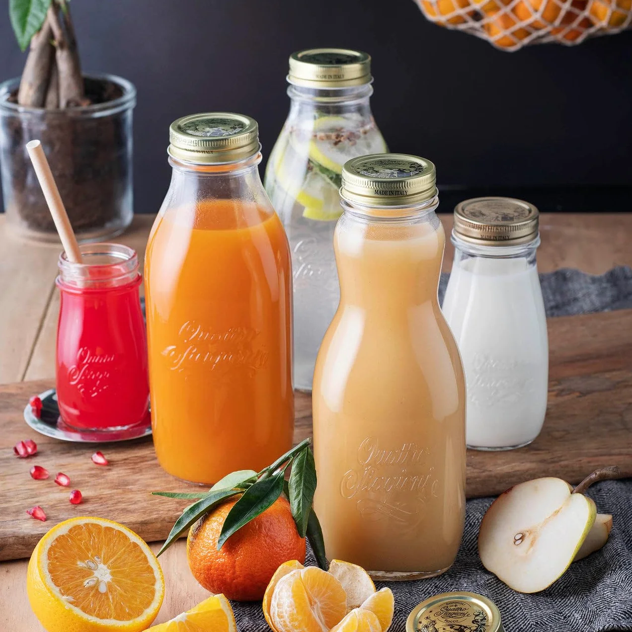 Bormioli Rocco Quattro Stagioni Szklana Butelka, Przezroczysty, 1 l
