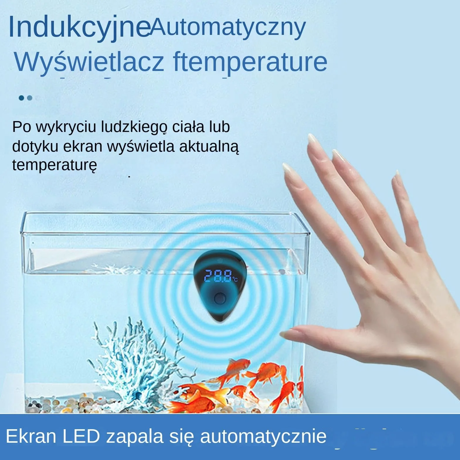 Termometr do Akwarium,Cyfrowy Termometr - Dotykowy Monitor Z Wyświetlaczem LED Dokładny Pomiar Do Domu Sklepu Zoologicznego Szkolnych Projektów Naukowych