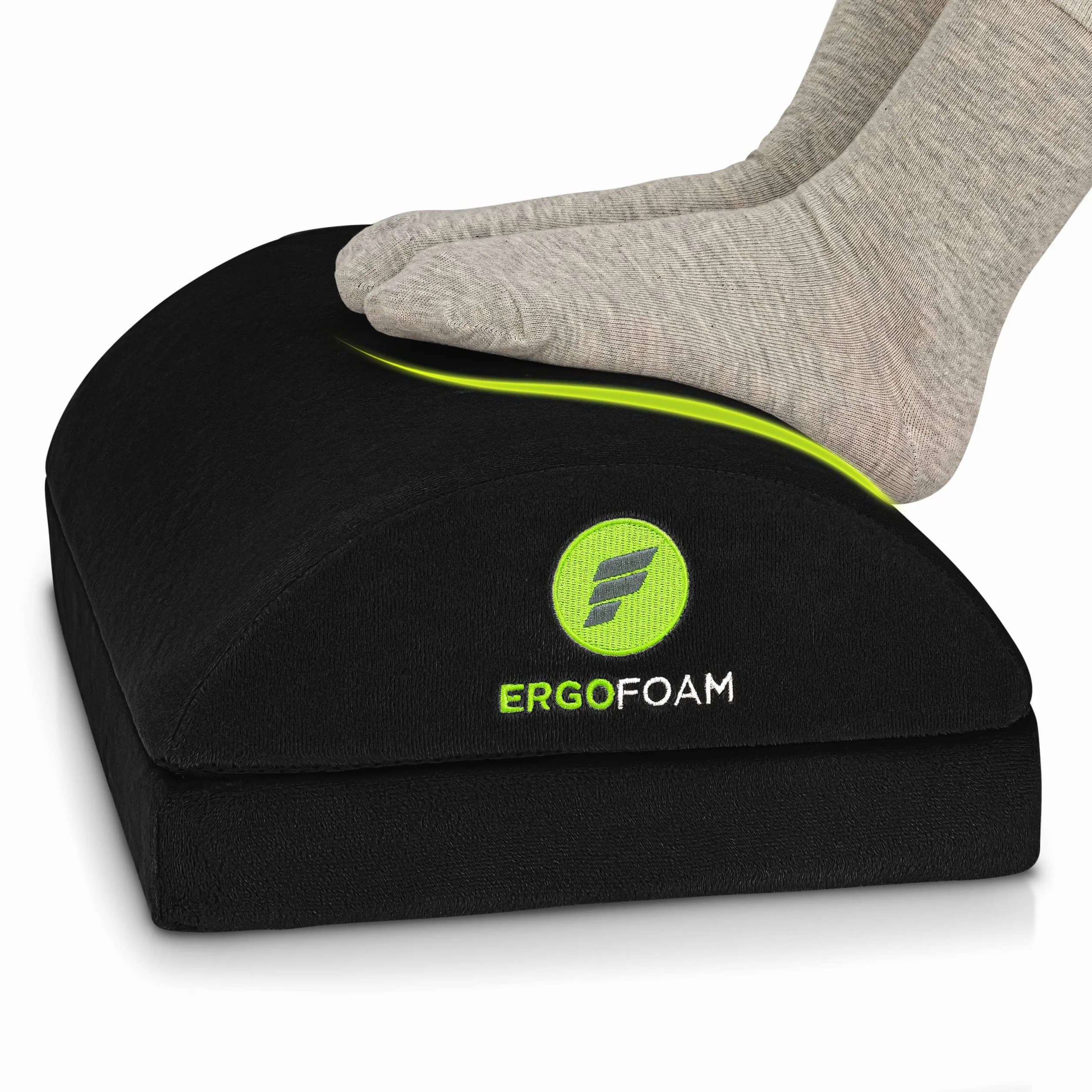 ErgoFoam Regulowany podnóżek pod biurkiem dla dodanej wysokości - duży wysokiej jakości aksamitny miękki piankowy podnóżek na biurko - najwygodniejszy podnóżek na biurku na świecie dla pleców, lędźwiu, bólu kolan (czarny)