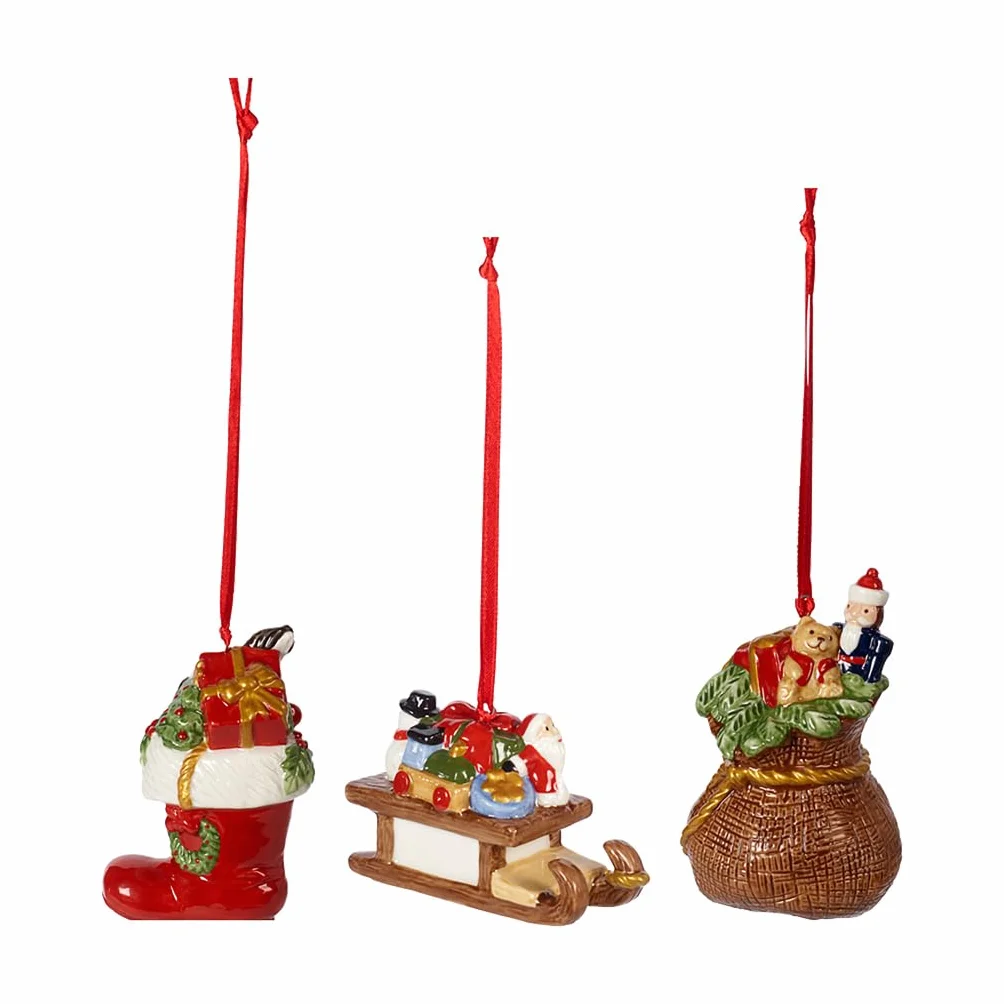 Villeroy & Boch Nostalgic Ornaments zestaw ozdób 3-częściowy z twardej porcelany kolorowy