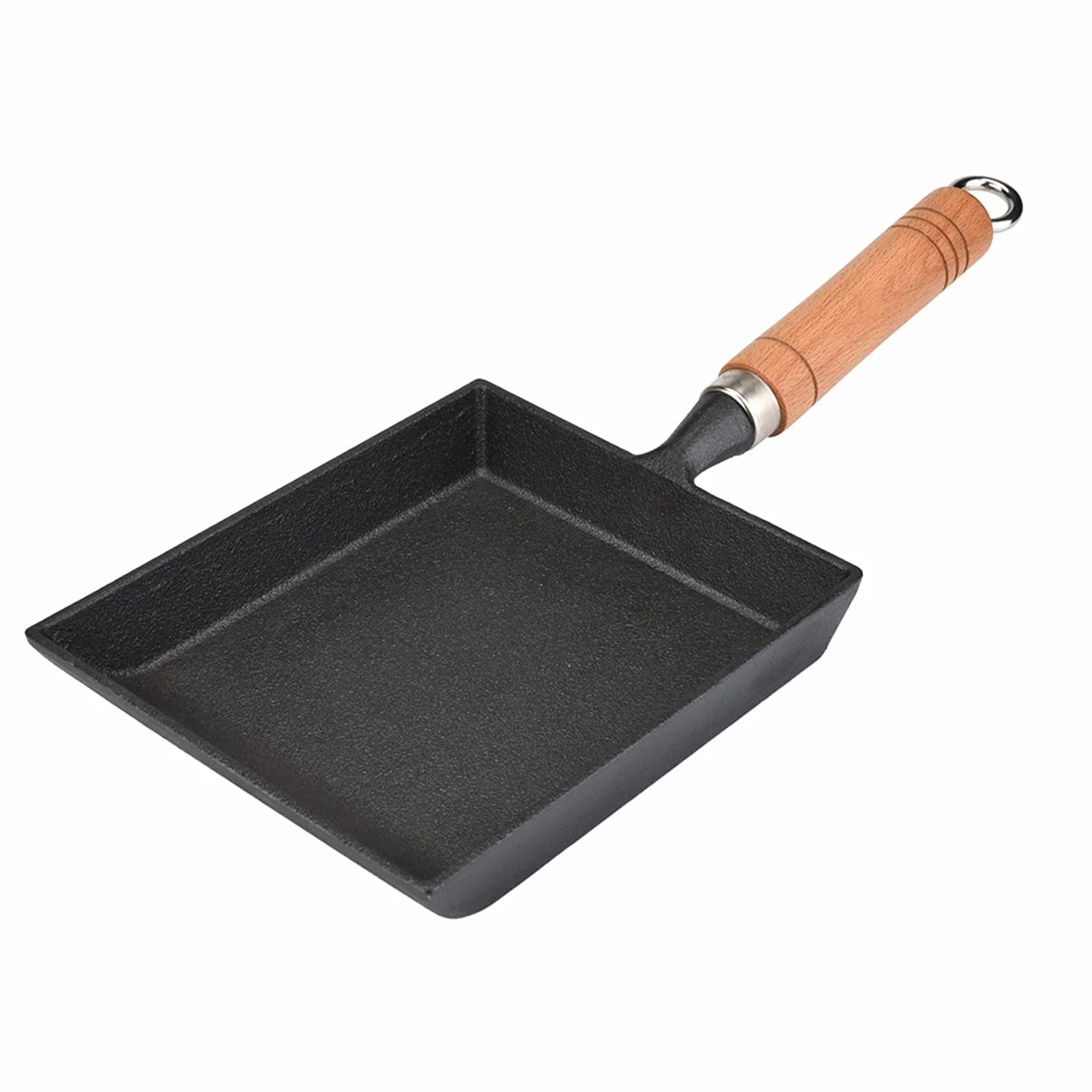 Tamagoyaki Patelnia żelazna Japońska Patelnia Jaja Prostokąt Miski Miski Japońska Miska do Patelni Drewniana Rączka Tamagoyaki Panecznia na Gazach Gazowych, Halogenowych,