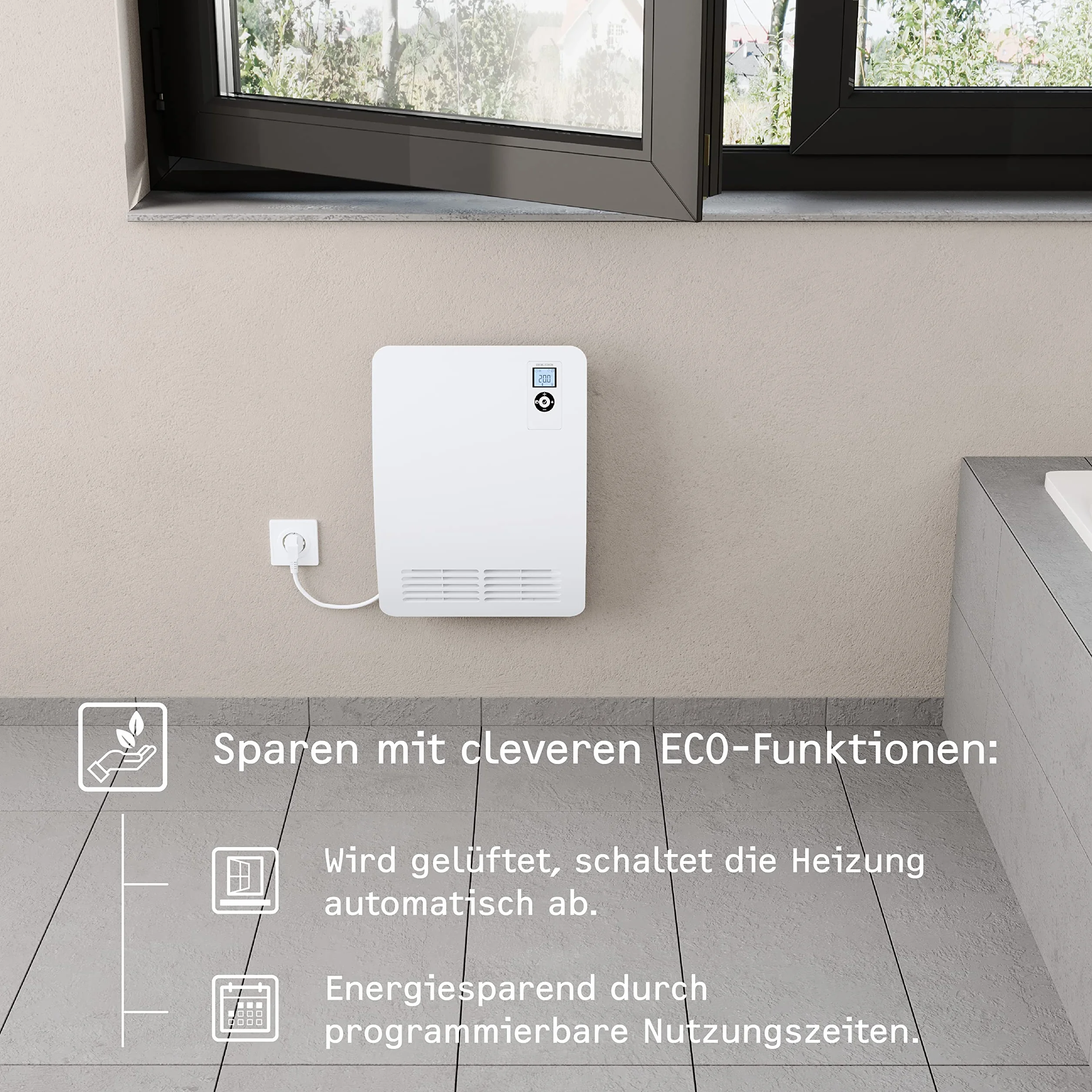 STIEBEL ELTRON Ogrzewacz szybkonagrzewający CK 20 Premium, 2 kW na około 25 m², atest VDE, wyświetlacz LCD, programator tygodniowy, Silent Mode, energooszczędny termowentylator, łazienka, 237835