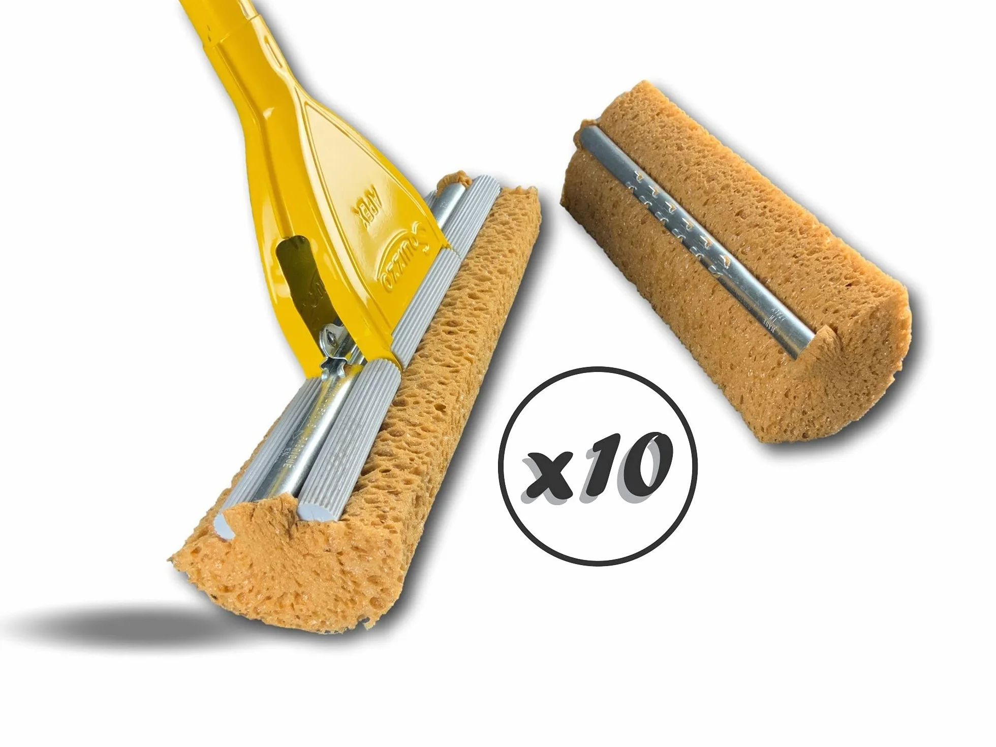 Miotła do gąbki z wkładem | Zestaw 10 | Szerokość prania 280 mm | System czyszczenia podłóg | Ergonomiczna dźwignia | Wymienna gąbka | Kibros 104795_96x10