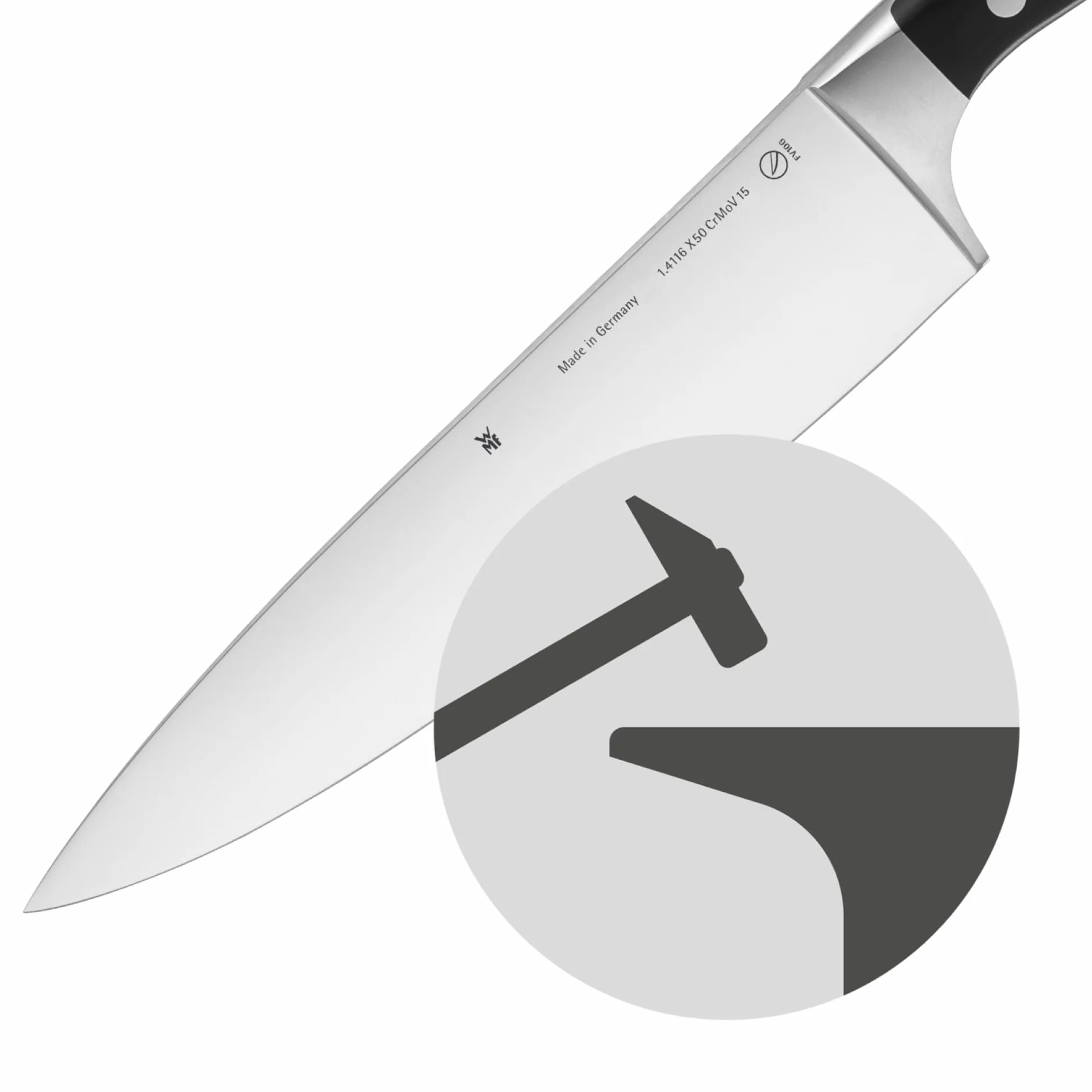 WMF Spitzenklasse Plus nóż do chleba, ostrze z podwójnym ząbkowaniem, 31,5 cm, nóż do bułek, wyprodukowano w Niemczech, Performance Cut, uchwyt XL, nóż do chleba, ostrze 20 cm