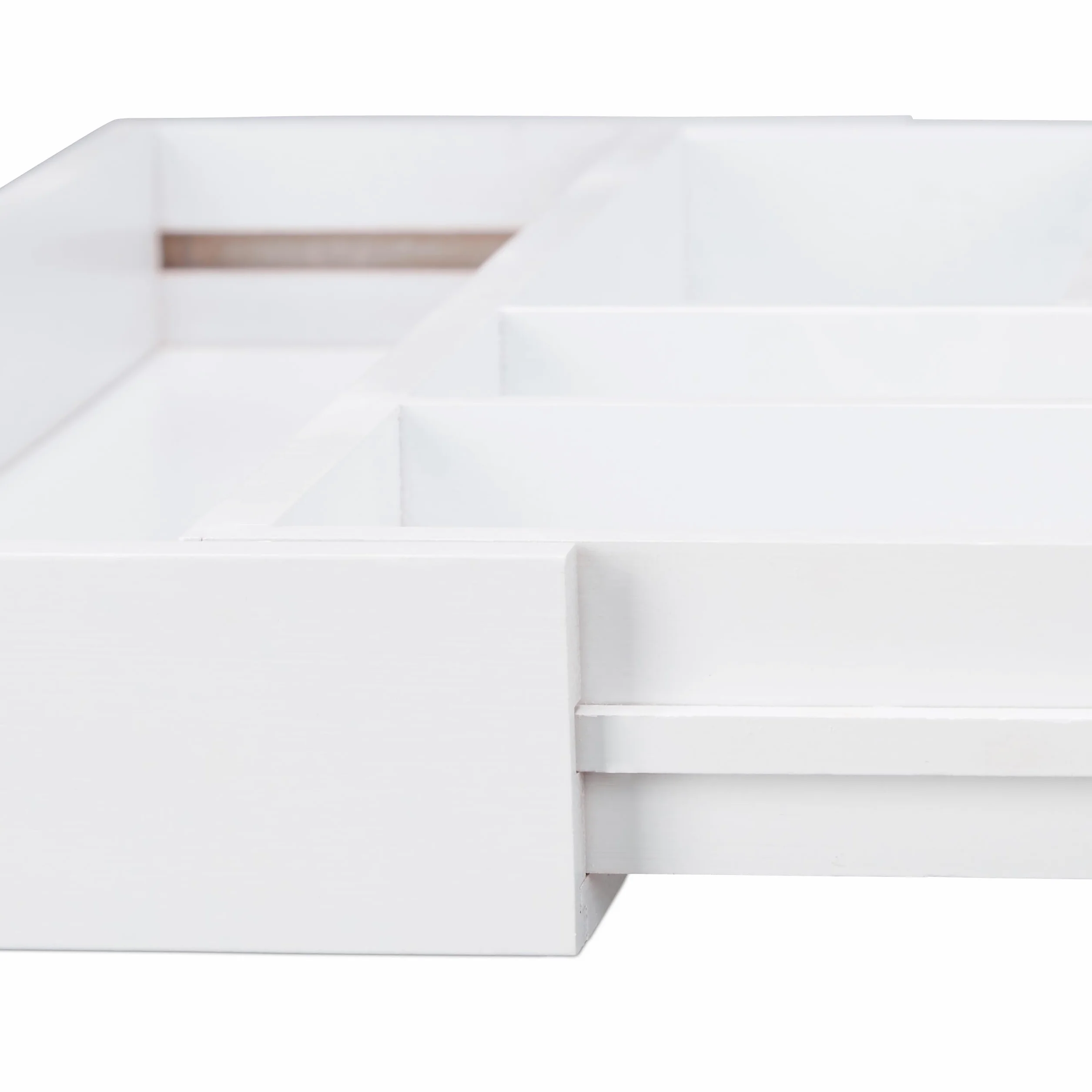 Relaxdays Organizer bambusowy do sztućców wysuwany 5–7 przegródek 48 x 46 cm biały