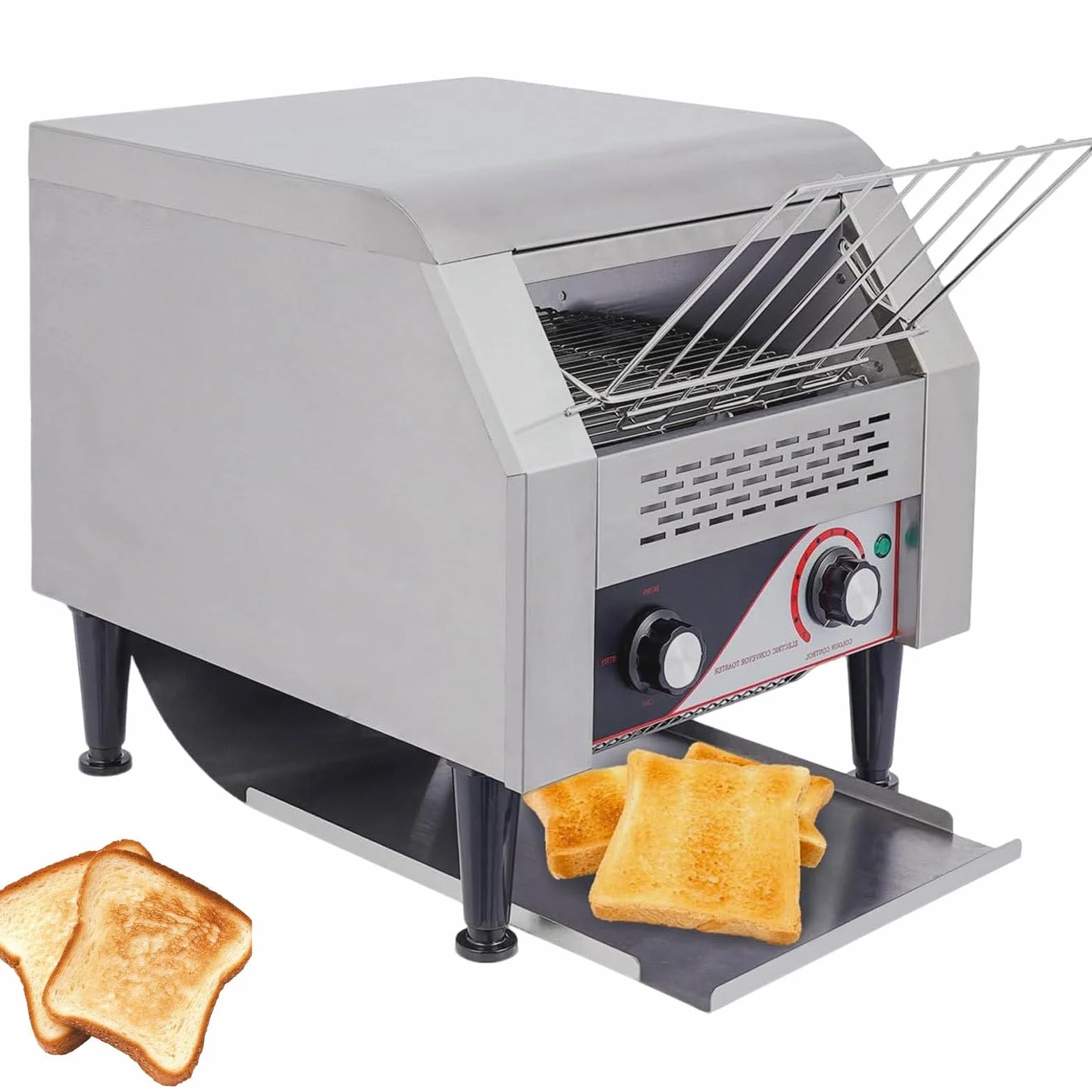 Toster taśmowy 150/300/450 kromek/godzinę, elektryczny, wytrzymały, obrotowy toster, 7 poziomów opiekania, trzy tryby temperatury,toster restauracyjny ze stali nierdzewnej restauracji 300Type