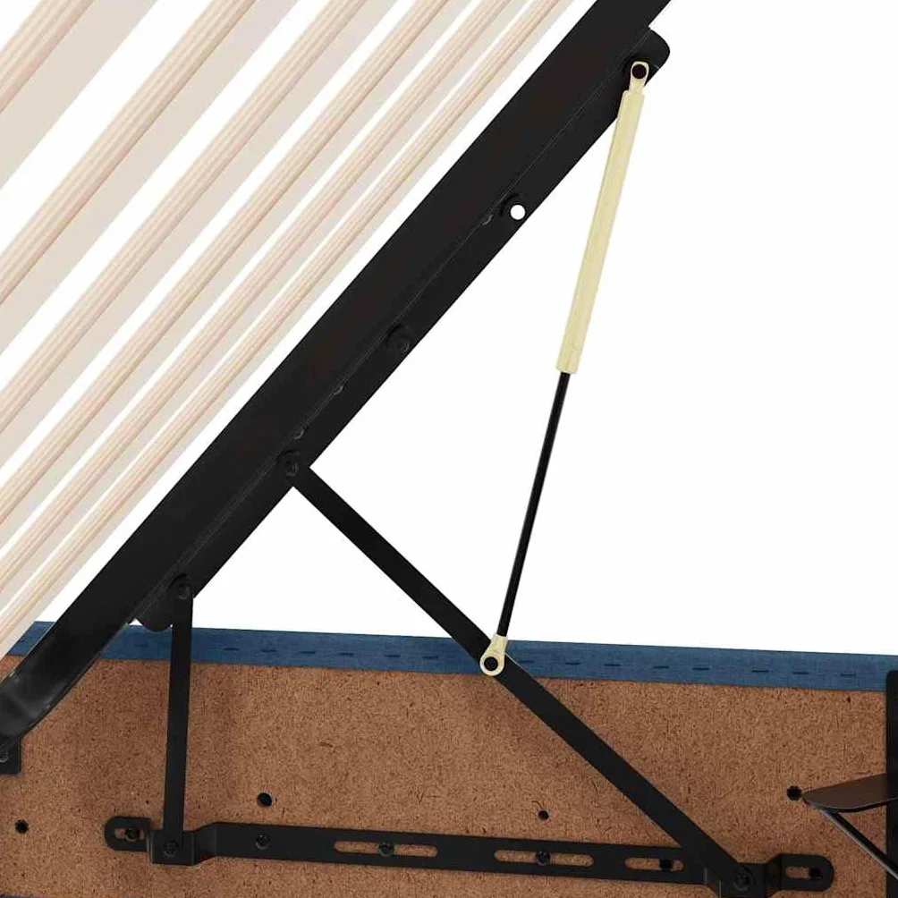 Łóżko do przechowywania z materacem i stelażem w kolorze niebieskim, 100 x 200 cm, aksamitne łóżko tapicerowane ze schowkiem i zagłówkiem, nowoczesne łóżko pojedyncze z hydraulicznym