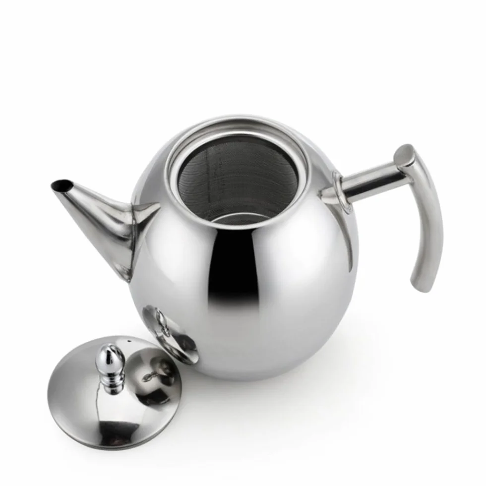 Dzbanek do herbaty ze stali nierdzewnej 1,5 L z sitkiem, Dzbanek do kawy ze stali nierdzewnej bez magnesu, Dzbanek do kawy w kolorze oliwkowym, Dzbanek do herbaty z sitkiem (Srebrny)