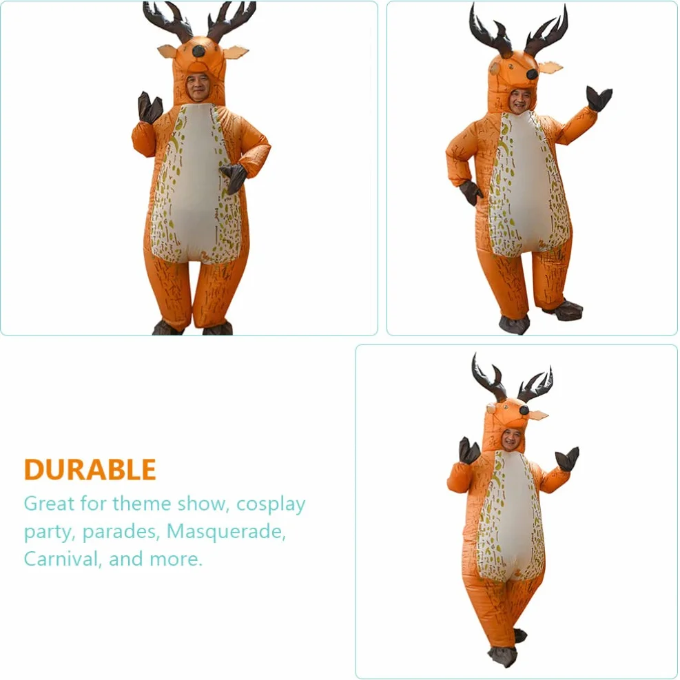 Nadmuchiwane świąteczne kostiumy reniferów dorośli wysadzane w powietrze przebranie ubrania imprezowe dla mężczyzn dorośli Christmas Party Cosplay 1 zestaw/840