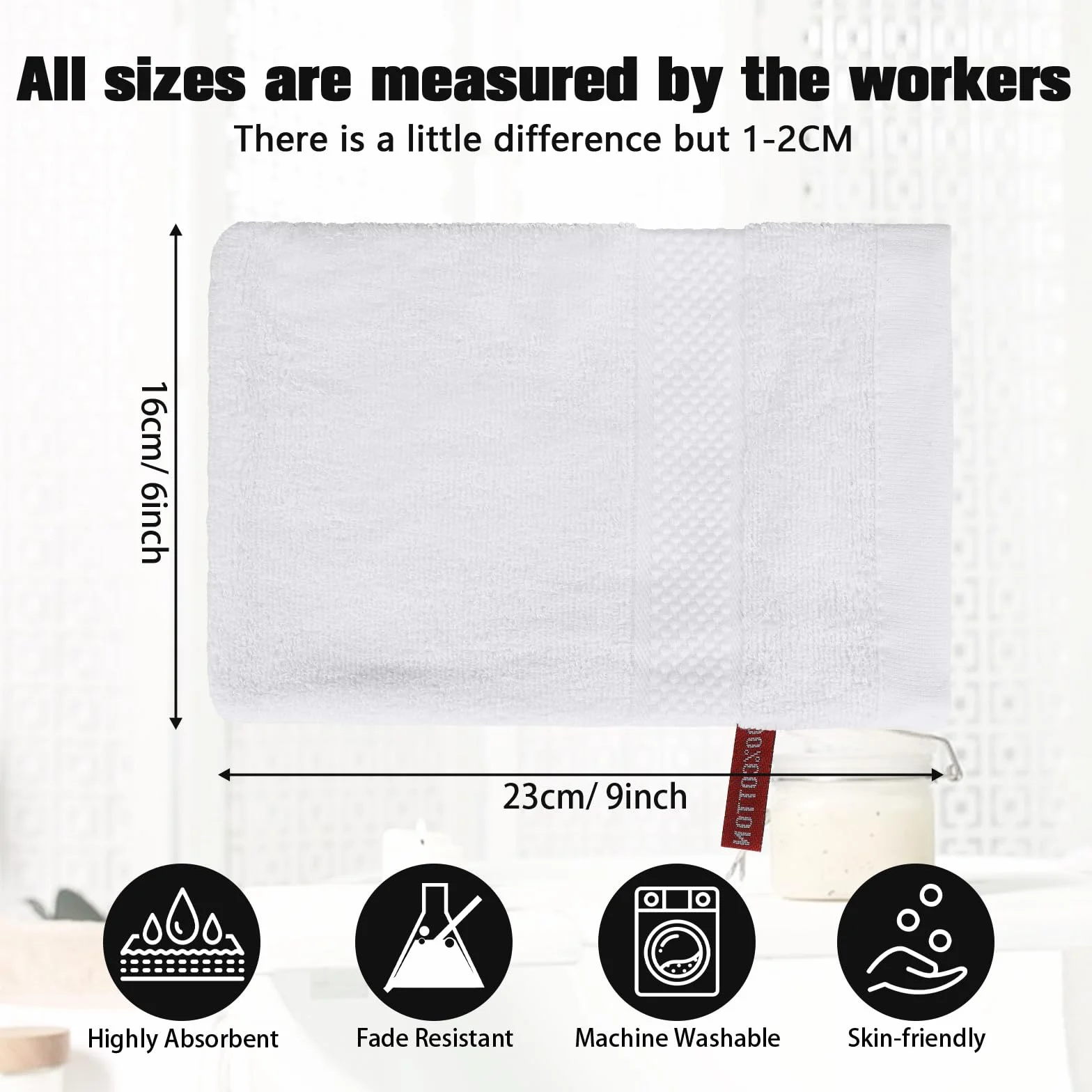 PHOGARY 8 sztuk rękawic kąpielowych frotte 100% bawełna zestaw ściereczek do mycia 16 x 23 cm