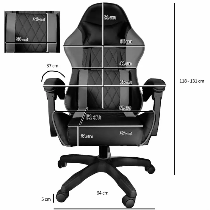 Fotel Gamingowy Prestige – Ergonomiczne Krzesło Biurowe z Funkcją Masażu i Wysuwanym Podnóżkiem, Miękka Tapicerka Materiałowa, Poduszka Lędźwiowa i Zagłówkowa (Czarny (Welur))