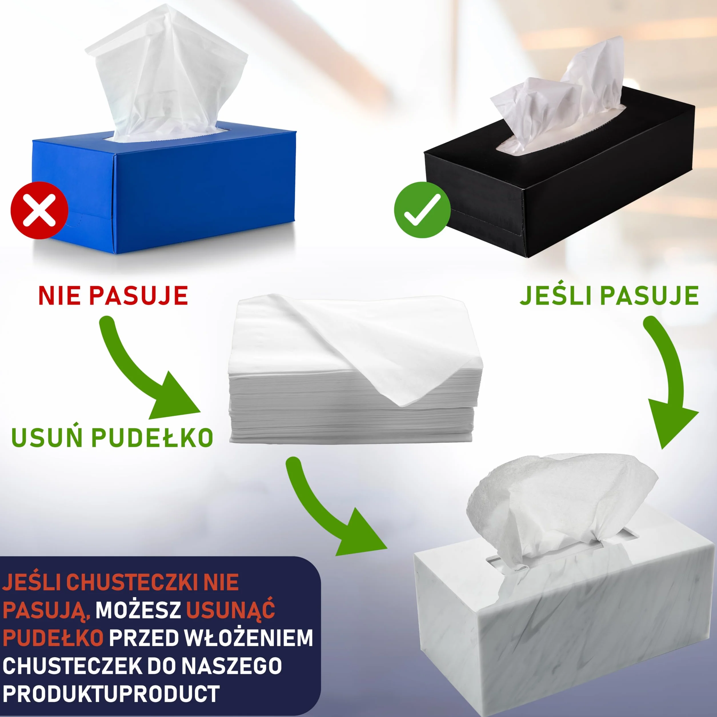 Akrylowy Dozownik Na Chusteczki Prostokątny Marmur