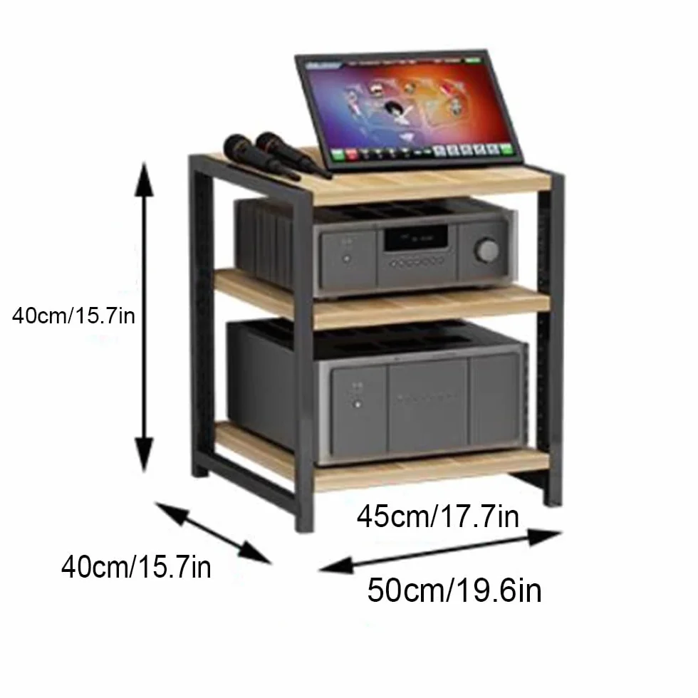 Regulowany 3-poziomowy stojak na odtwarzacz płyt - stojąca wieża audio Hi-Fi i stojak na odtwarzacz CD, drewniana szafka na komponenty stereo, półka do przechowywania multimediów (biały)