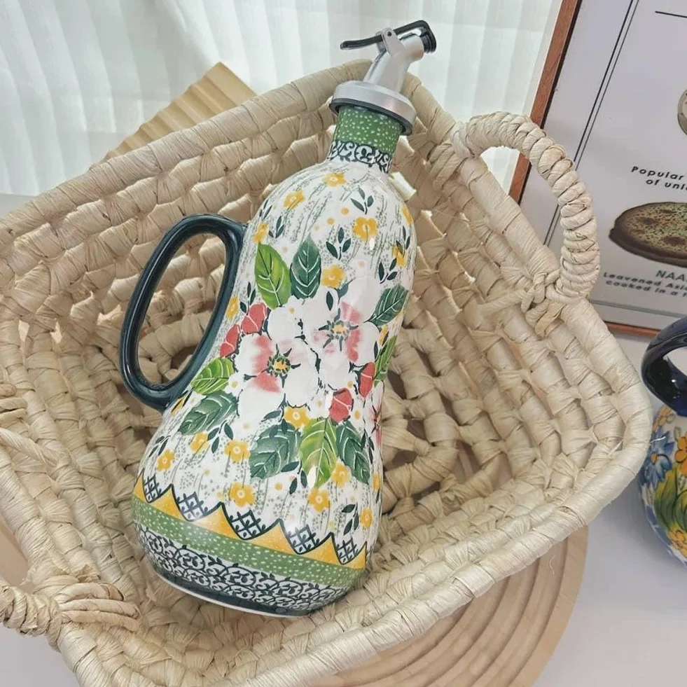 Butelka z dozownikiem oliwy z oliwek, niekapiąca wylewka, ceramiczny dozownik oleju i octu do kuchni, idealny do sosów i olejów
