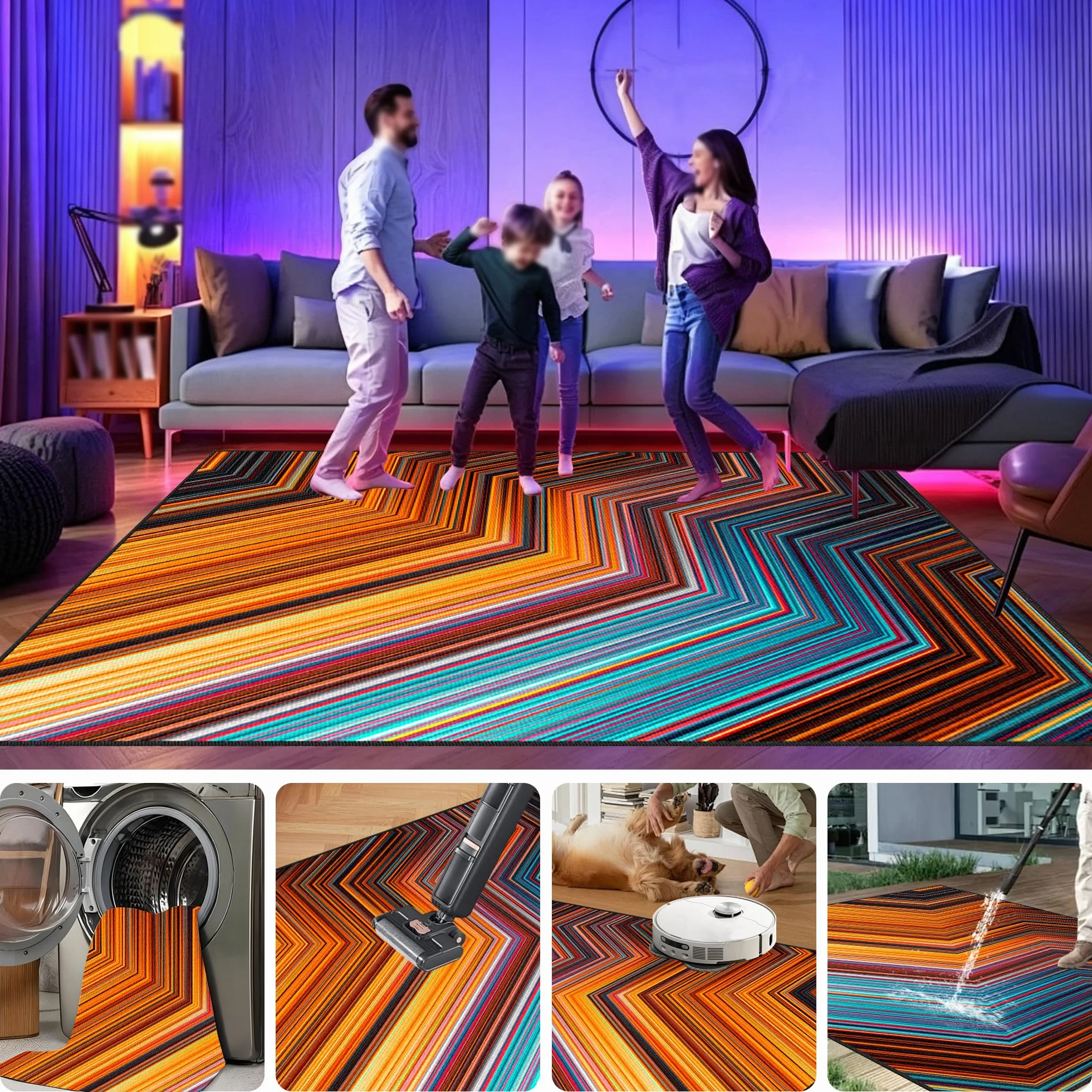 Mata do zabawy do pokoju chłopięcego mata do zabawy 170 x 200 cm Mata podłogowa do gier, mata podłogowa e-sportowa mata na krzesło do gier Salon mata ochronna na podłogę do gier 3D do jadalni