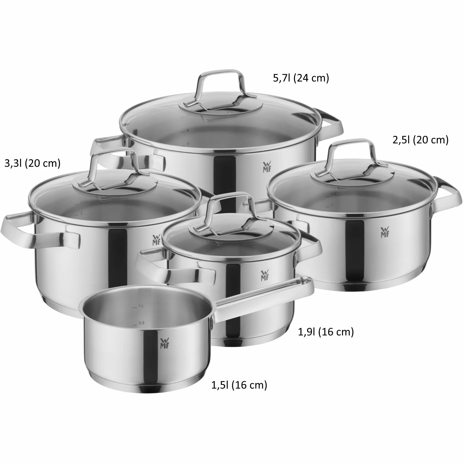 Wmf Belmonte 751156040 Zestaw Garnków, Srebrny, 5 elementów