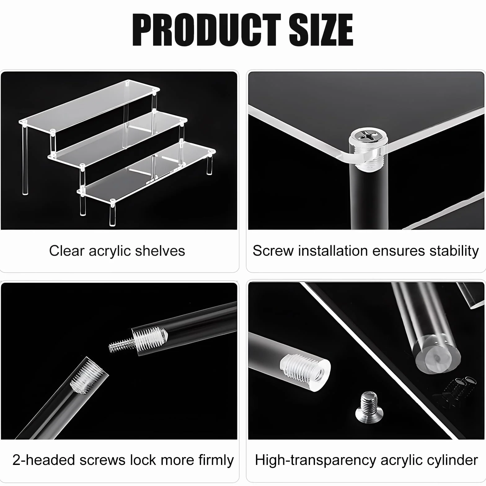 Trzy-poziomowy stojak akrylowy, organizator perfum, transparentny design, odpowiedni do prezentacji figurek, biżuterii, ciast, pomadek, lakierów do paznokci, przypraw, itp