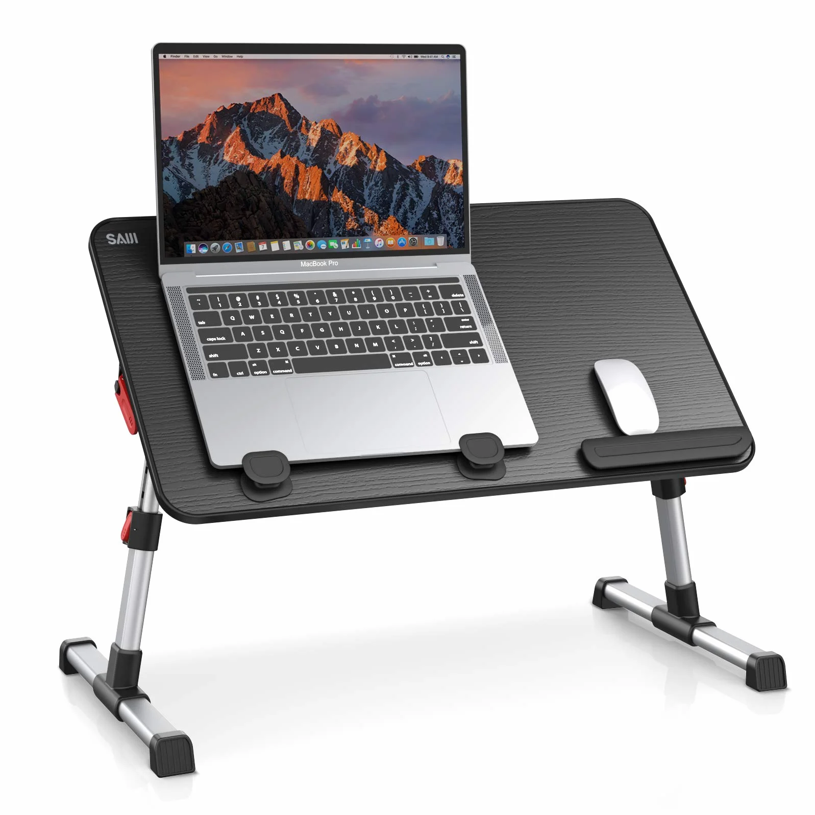 Tavolo, SAIJI Tavolino da letto, Regolabile in altezza, con 4 angolazioni regolabili, lapdesk pieghevole, per divano divano pavimento lavoro studio lettura scrittura mangiare (52 * 30cm nero)