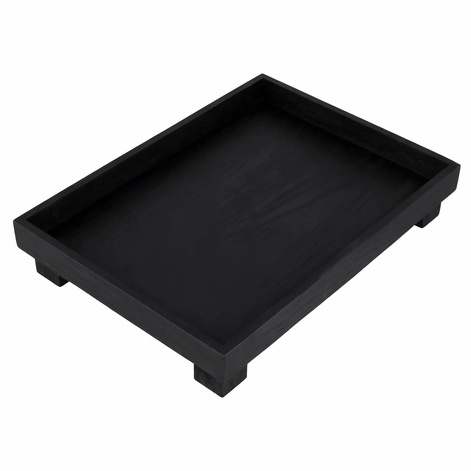 35 x 25 x 6 cm czarna drewniana taca, prostok?tna drewniana taca dekoracyjna, czarna taca do serwowania do salonu, kuchni